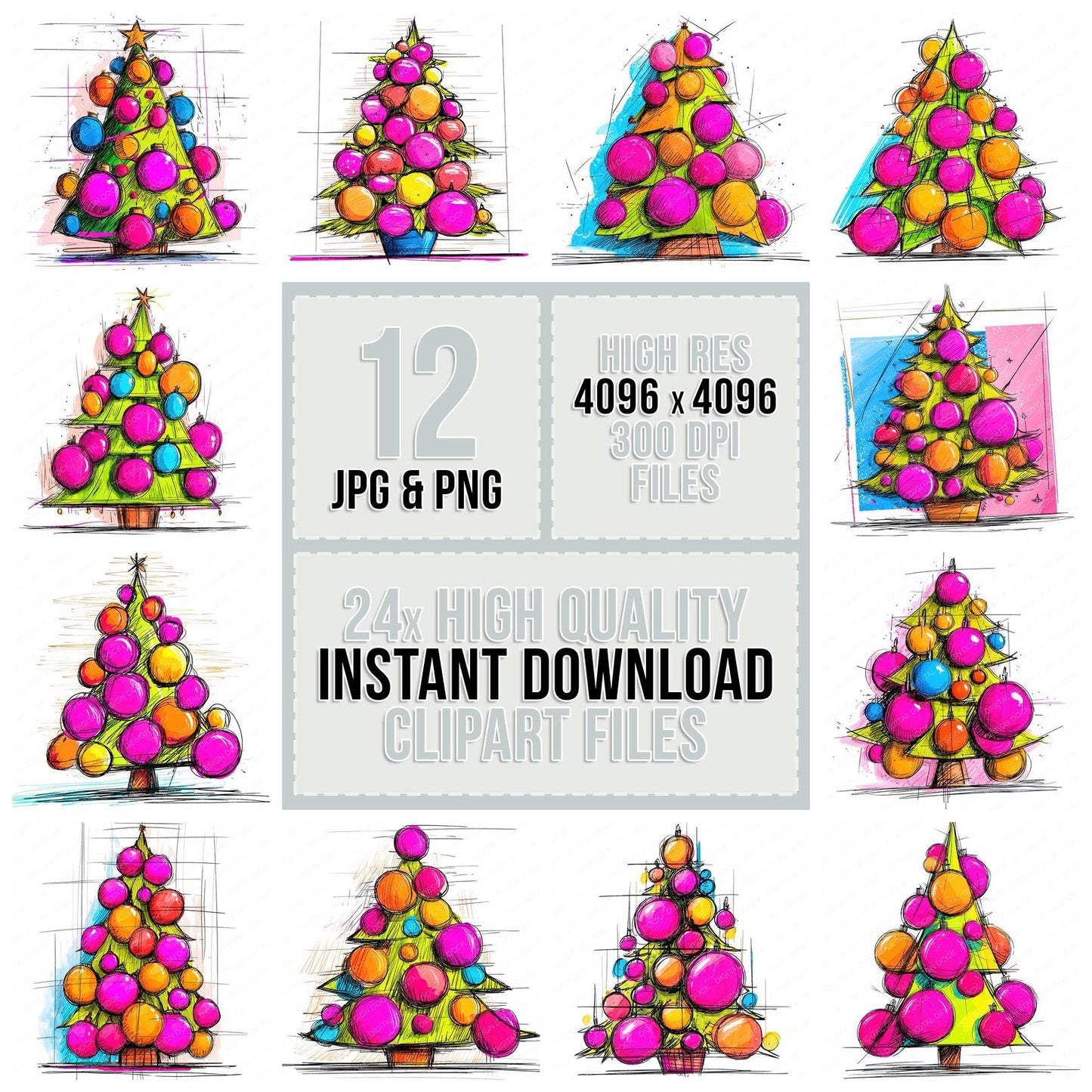 Abstract Christmas Tree Clipart Set (DDD004510)