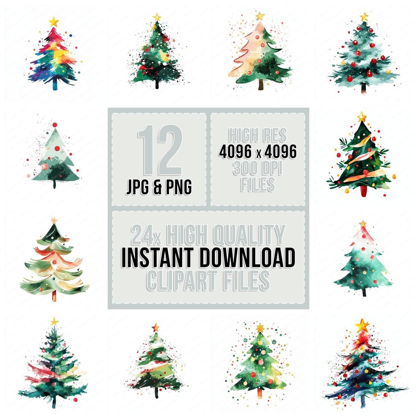 Abstract Christmas Tree Clipart Set (DDD004511)
