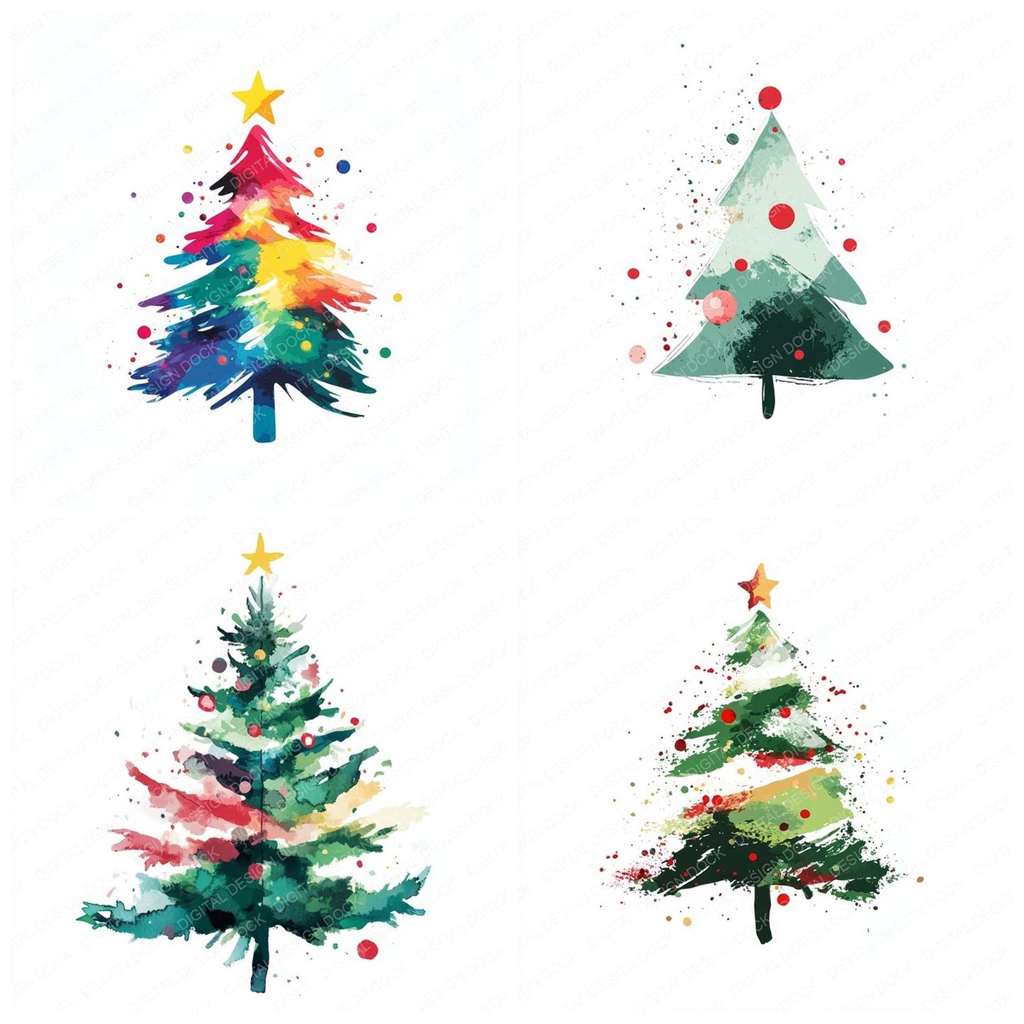 Abstract Christmas Tree Clipart Set (DDD004511)
