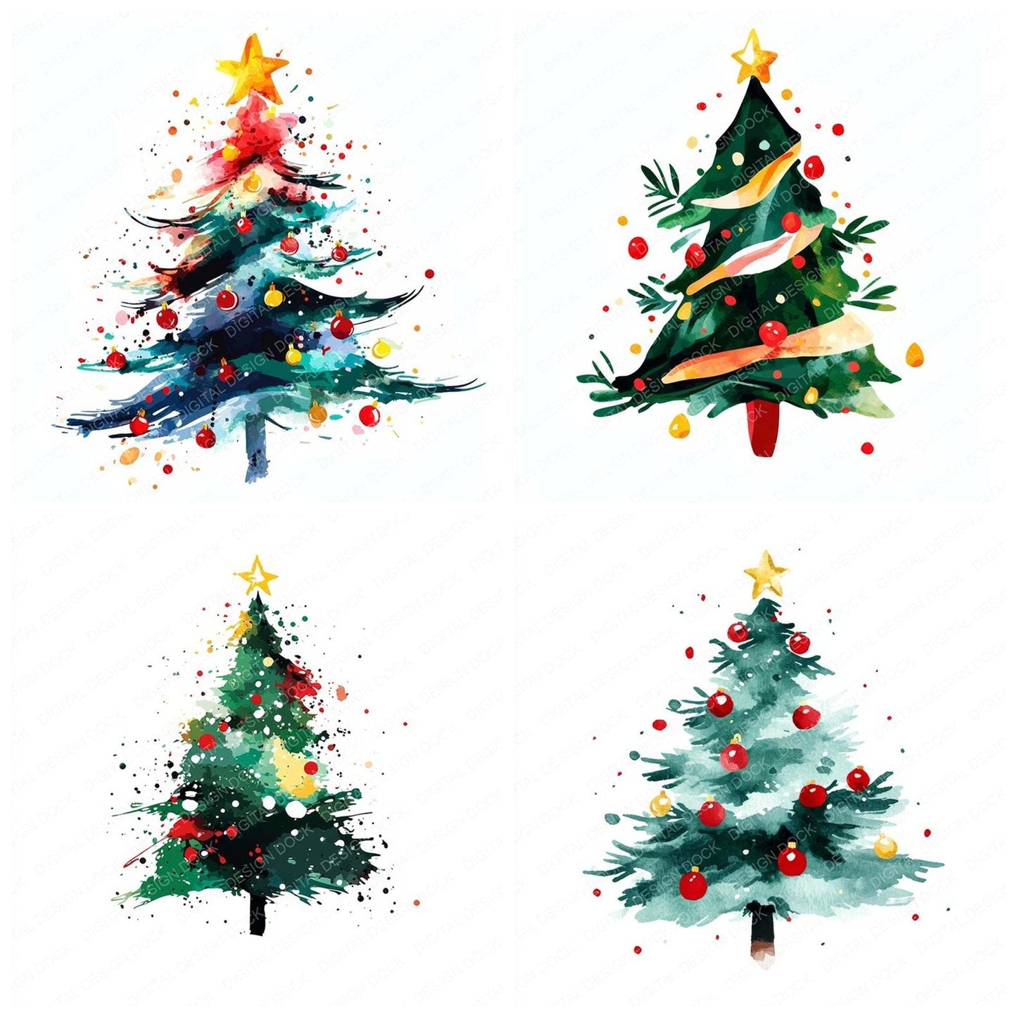 Abstract Christmas Tree Clipart Set (DDD004511)