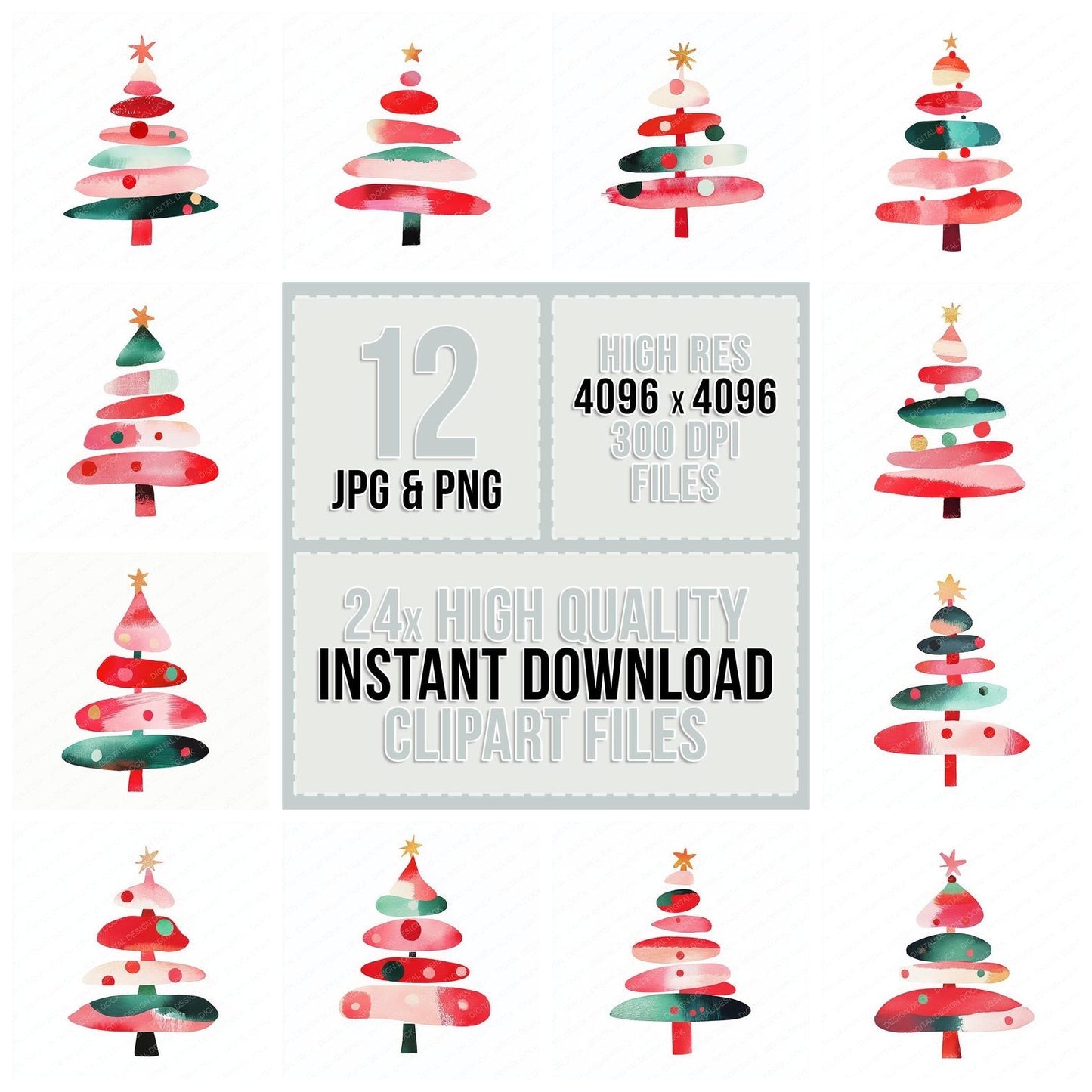 Abstract Christmas Tree Clipart Set (DDD004512)