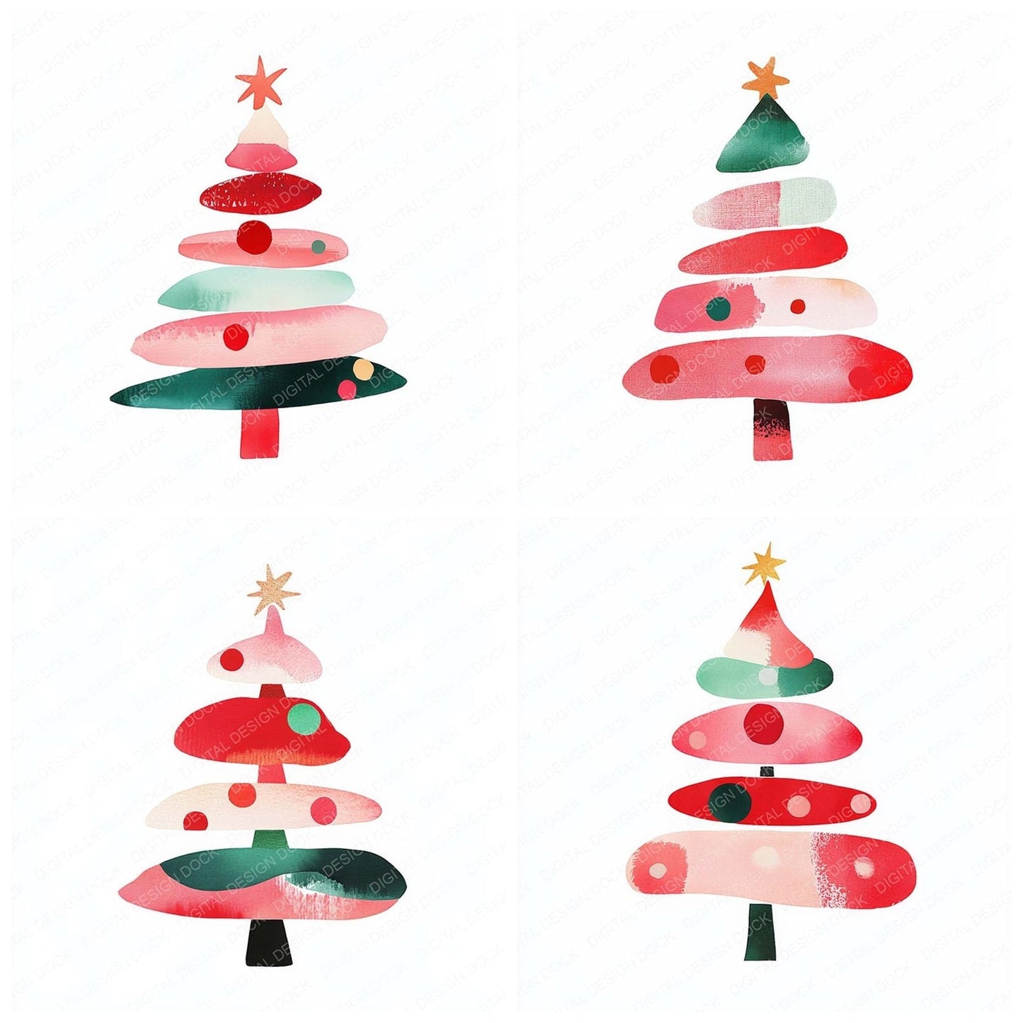Abstract Christmas Tree Clipart Set (DDD004512)