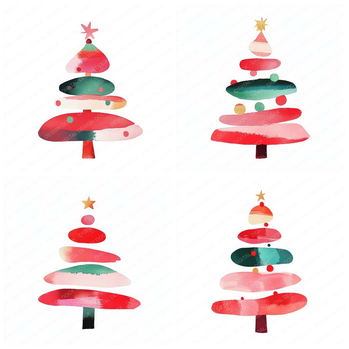 Abstract Christmas Tree Clipart Set (DDD004512)
