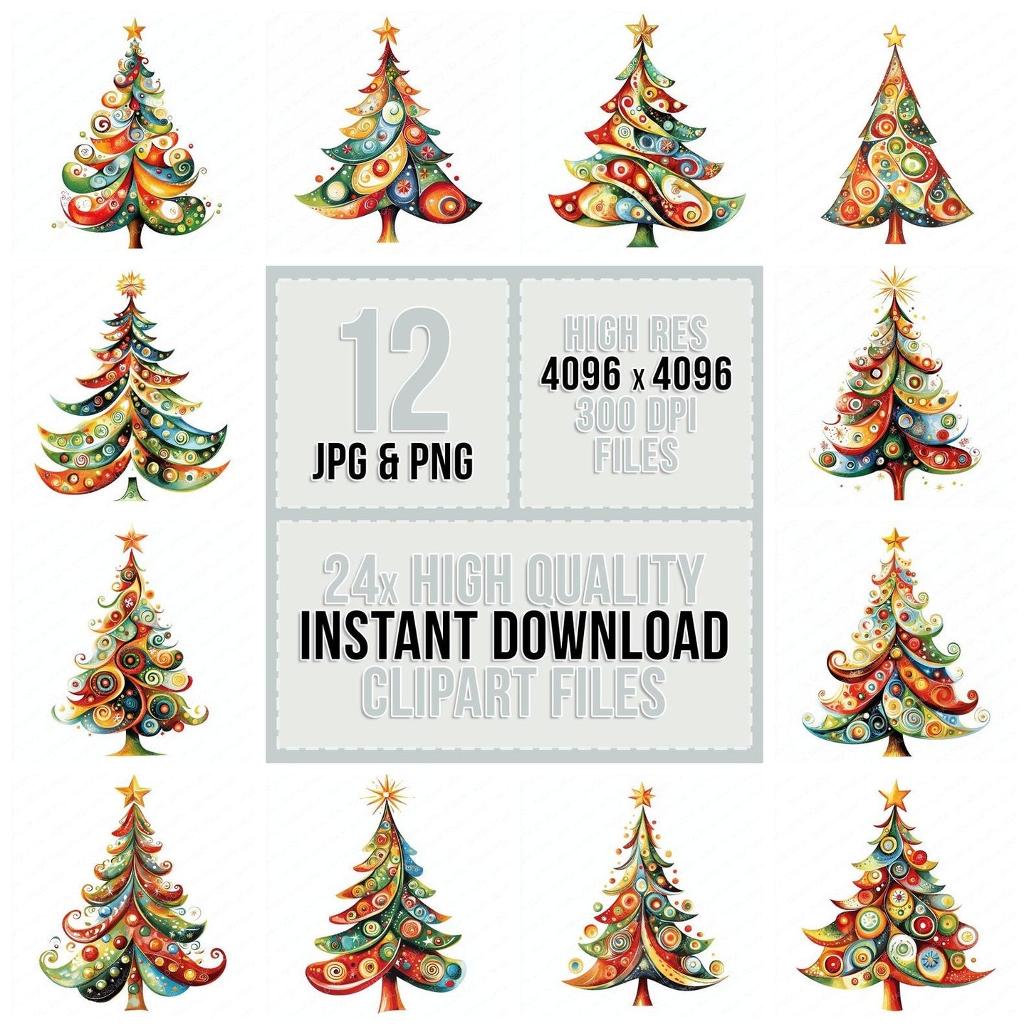Abstract Christmas Tree Clipart Set (DDD004513)