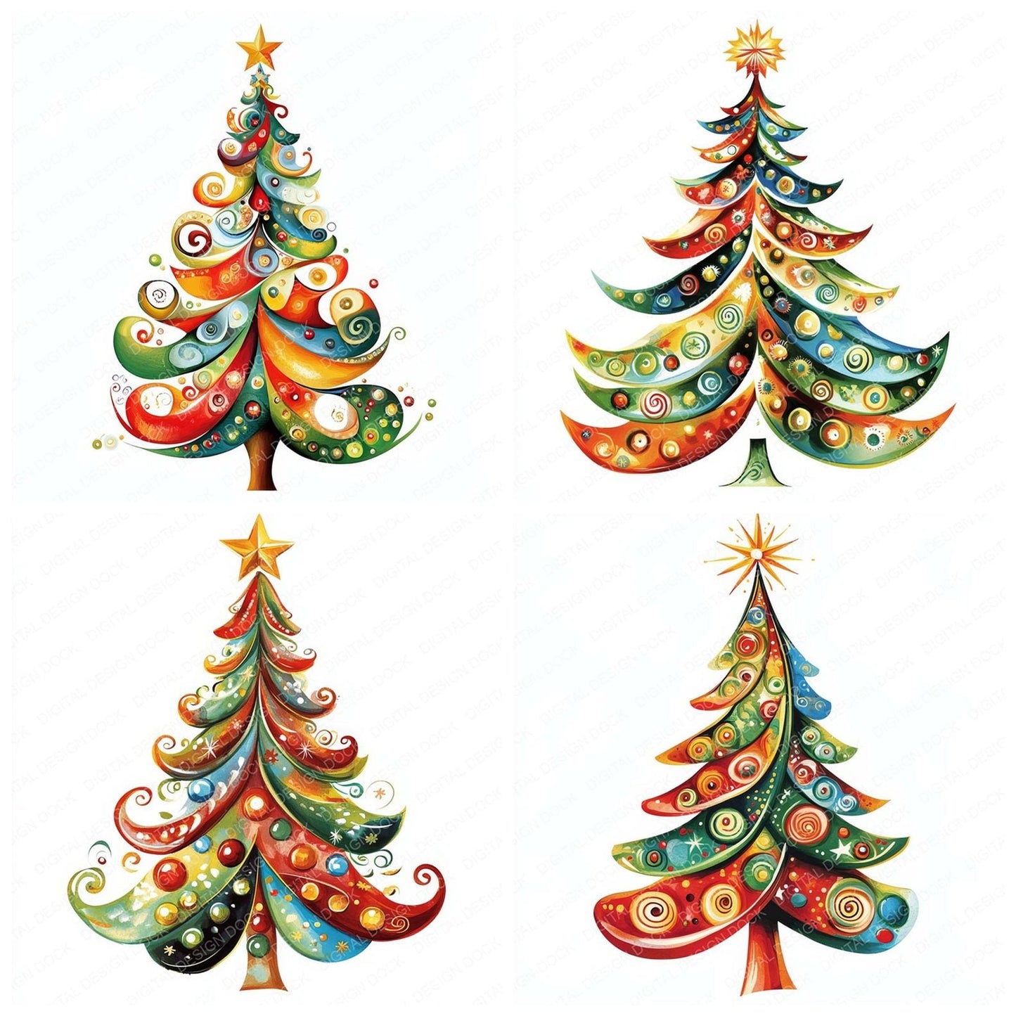 Abstract Christmas Tree Clipart Set (DDD004513)