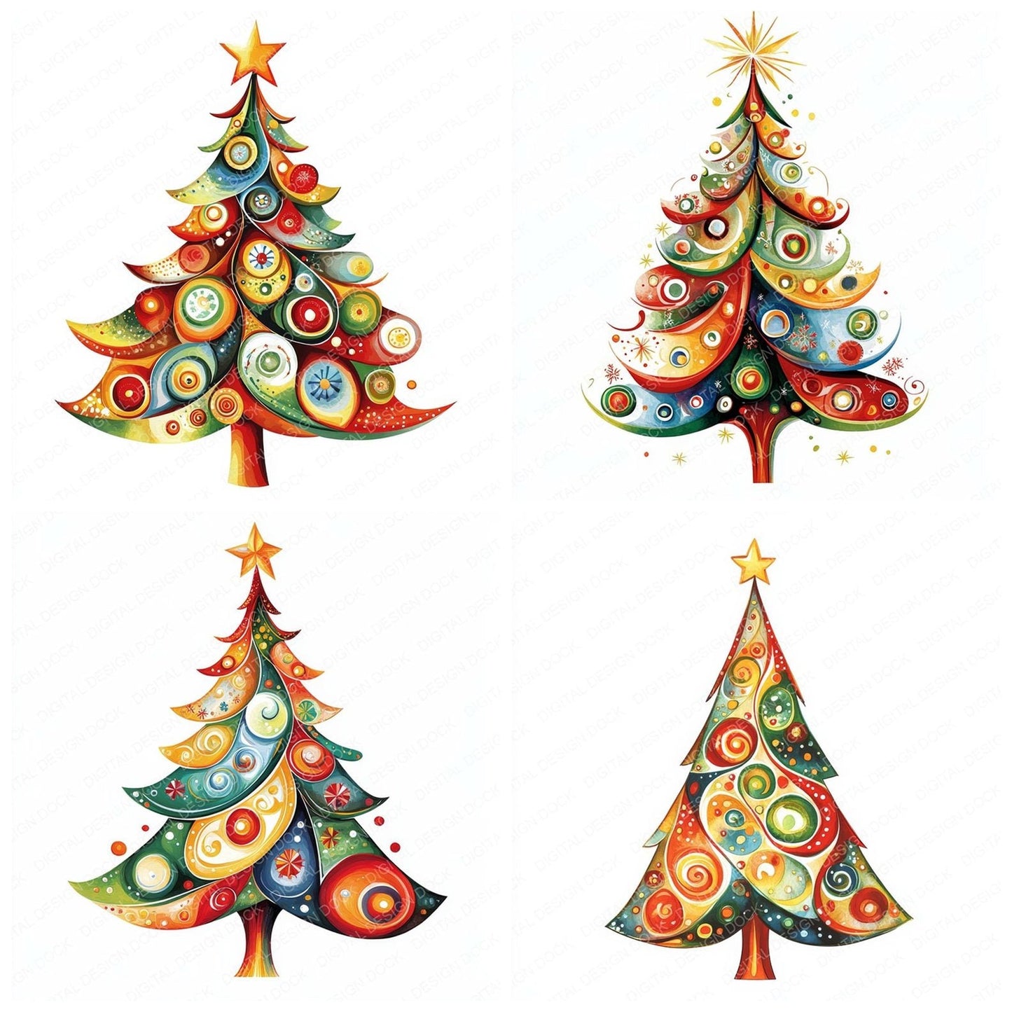 Abstract Christmas Tree Clipart Set (DDD004513)