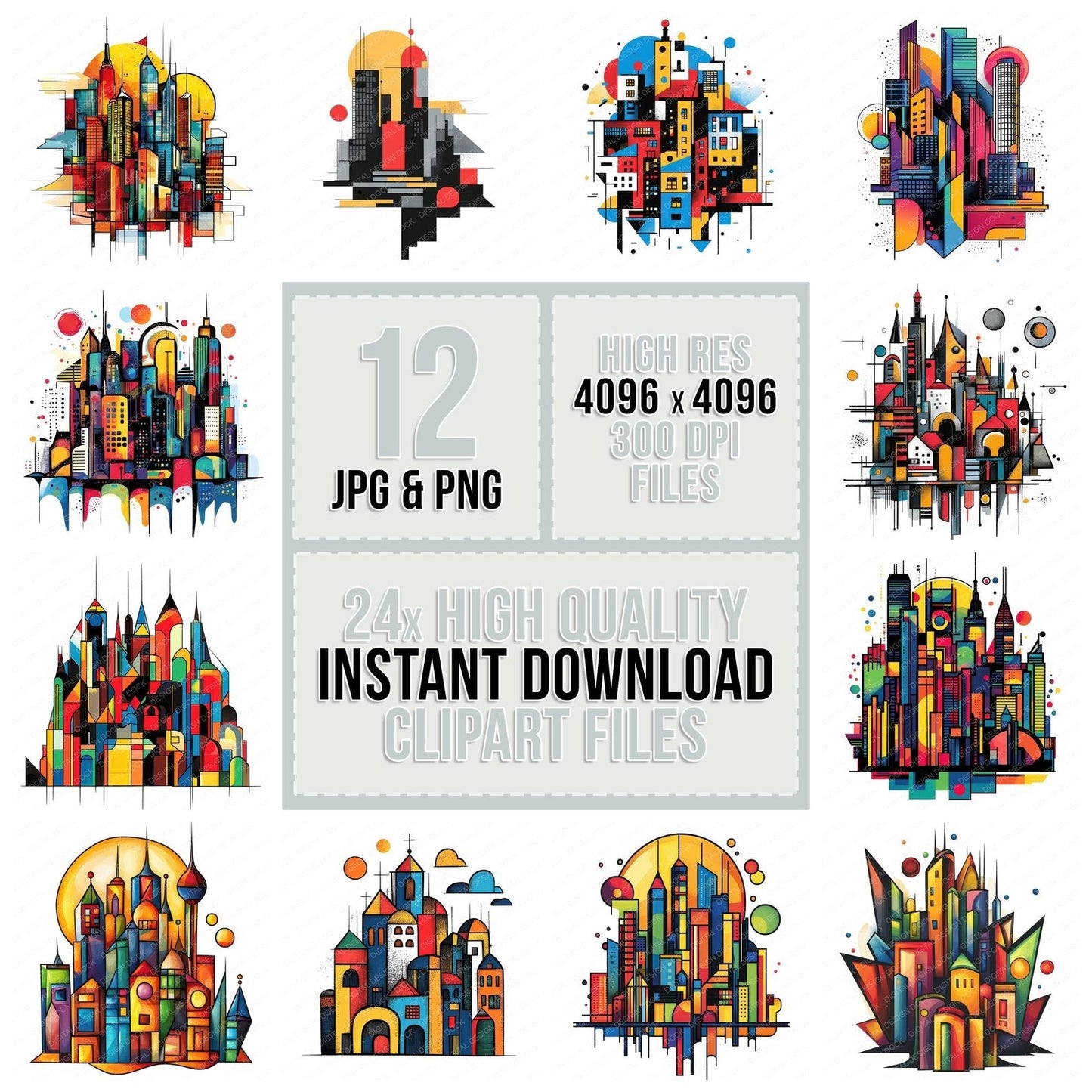 Abstract Cityscape Clipart Set (DDD004514)