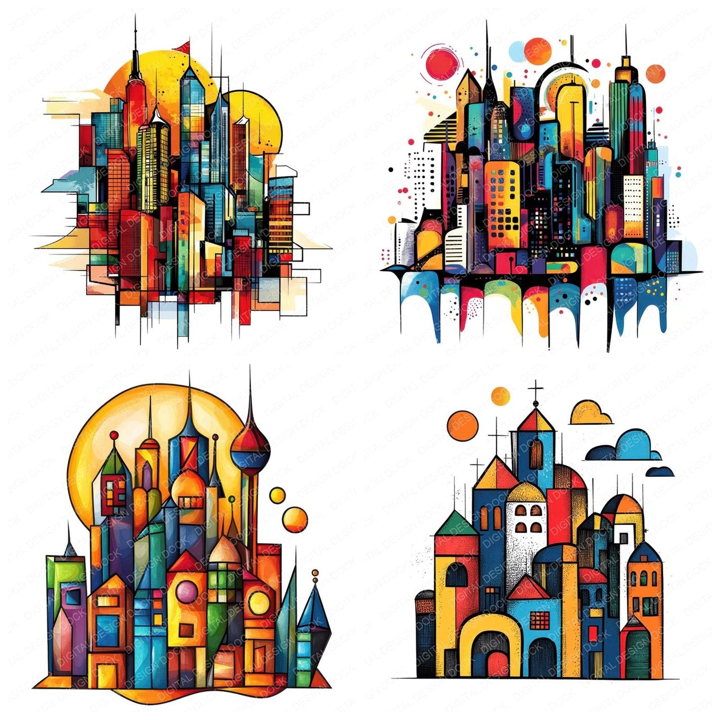 Abstract Cityscape Clipart Set (DDD004514)