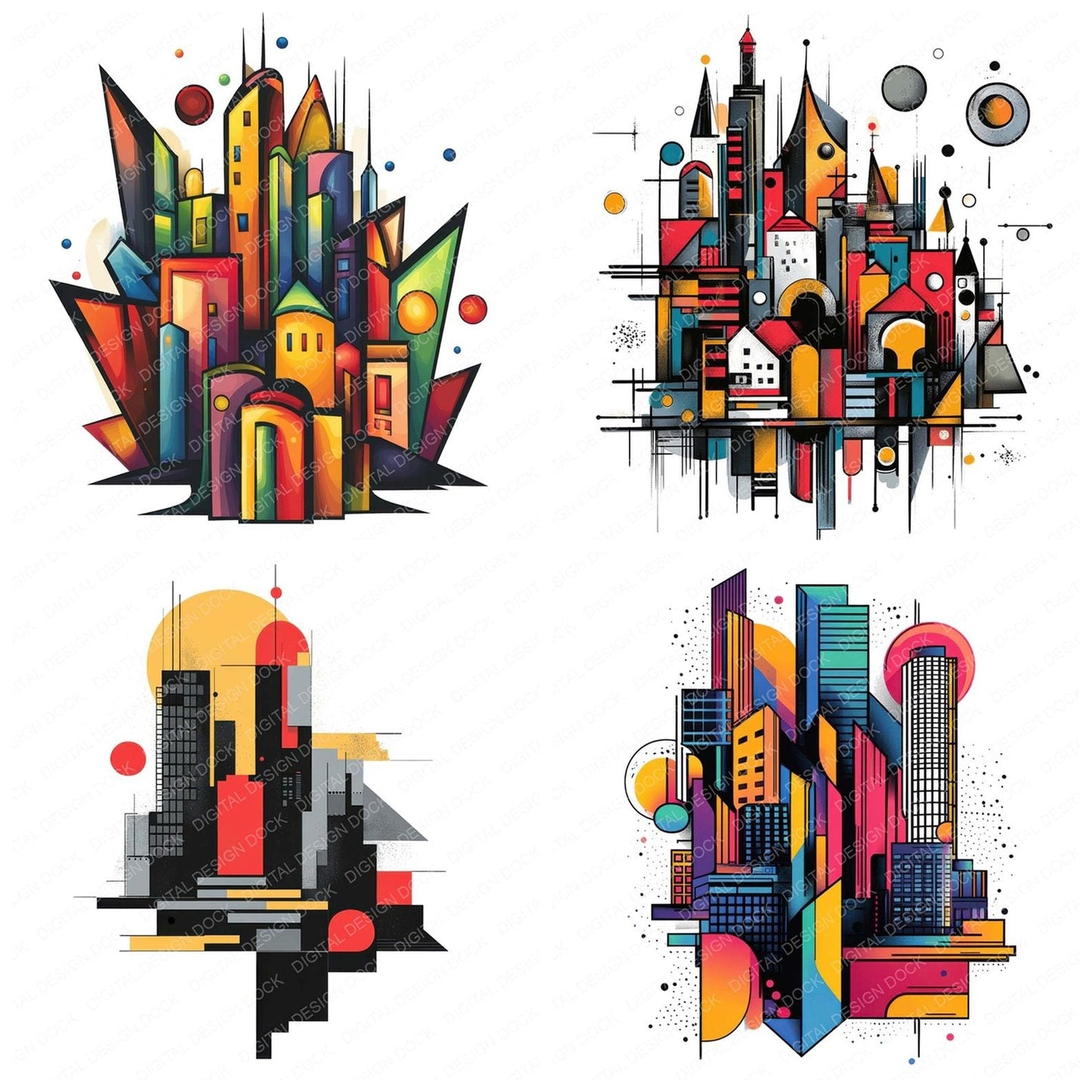Abstract Cityscape Clipart Set (DDD004514)