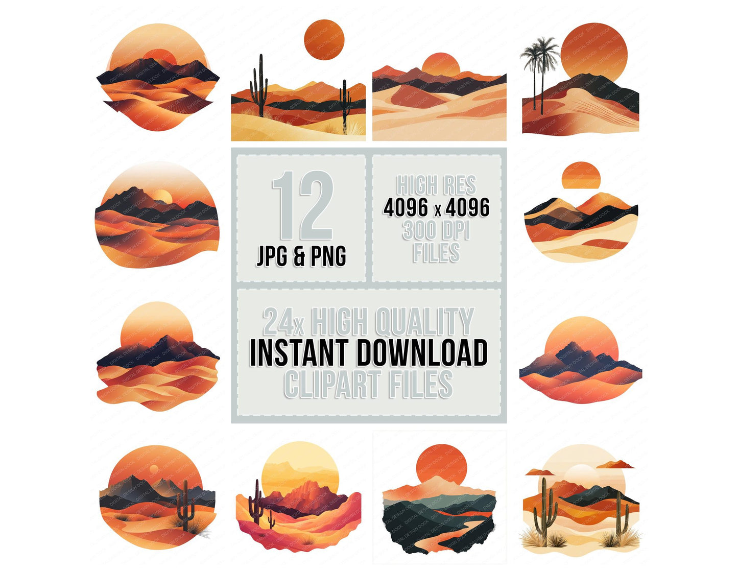 Abstract Desert Clipart Set (DDD004518)