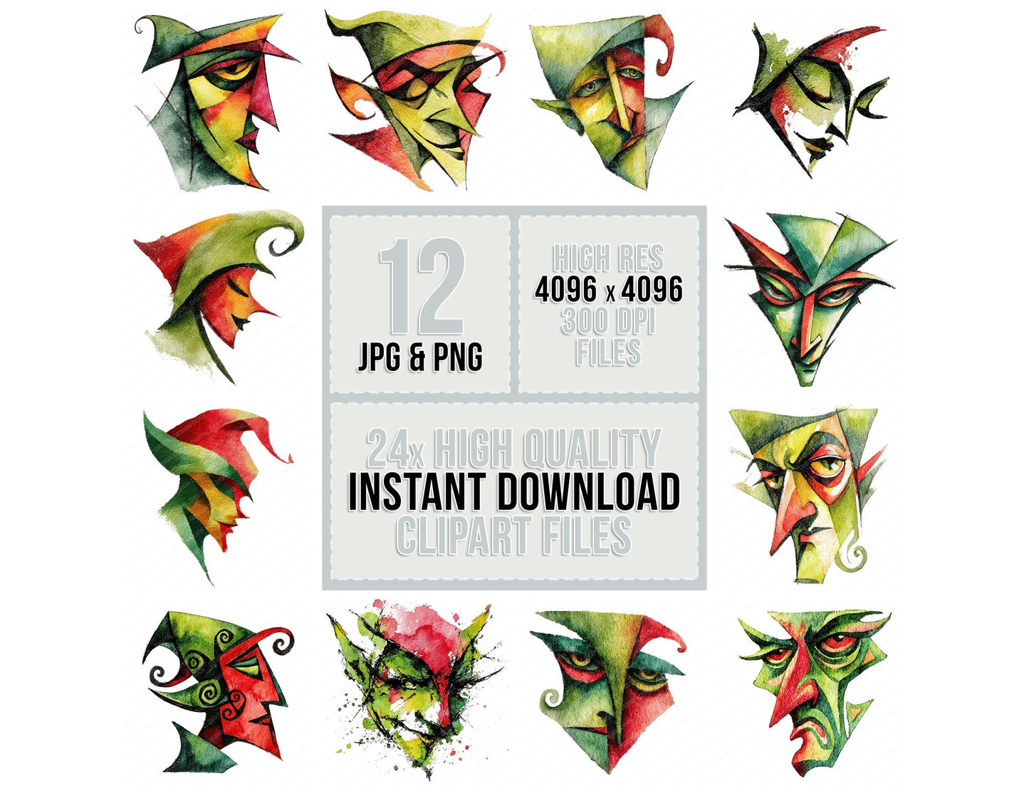 Abstract Elf Face Clipart Set (DDD004520)
