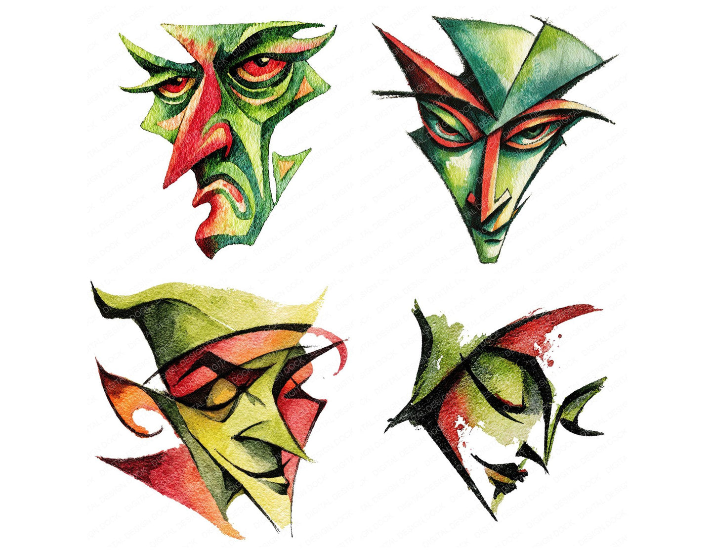 Abstract Elf Face Clipart Set (DDD004520)