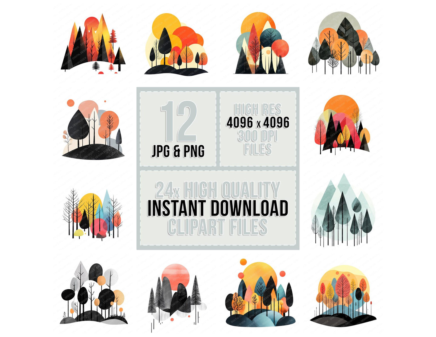 Abstract Forest Scene Clipart Set (DDD004527)