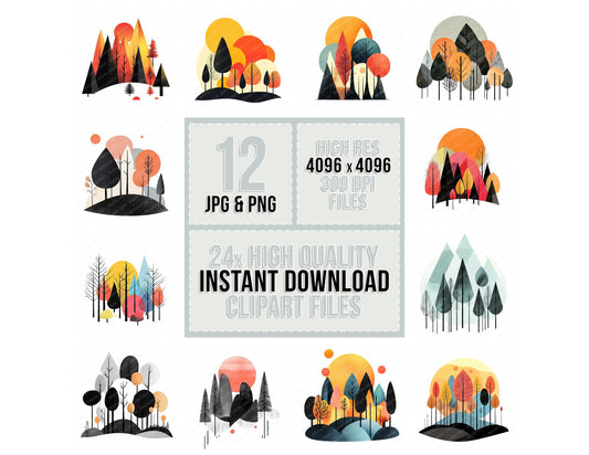 Abstract Forest Scene Clipart Set (DDD004527)