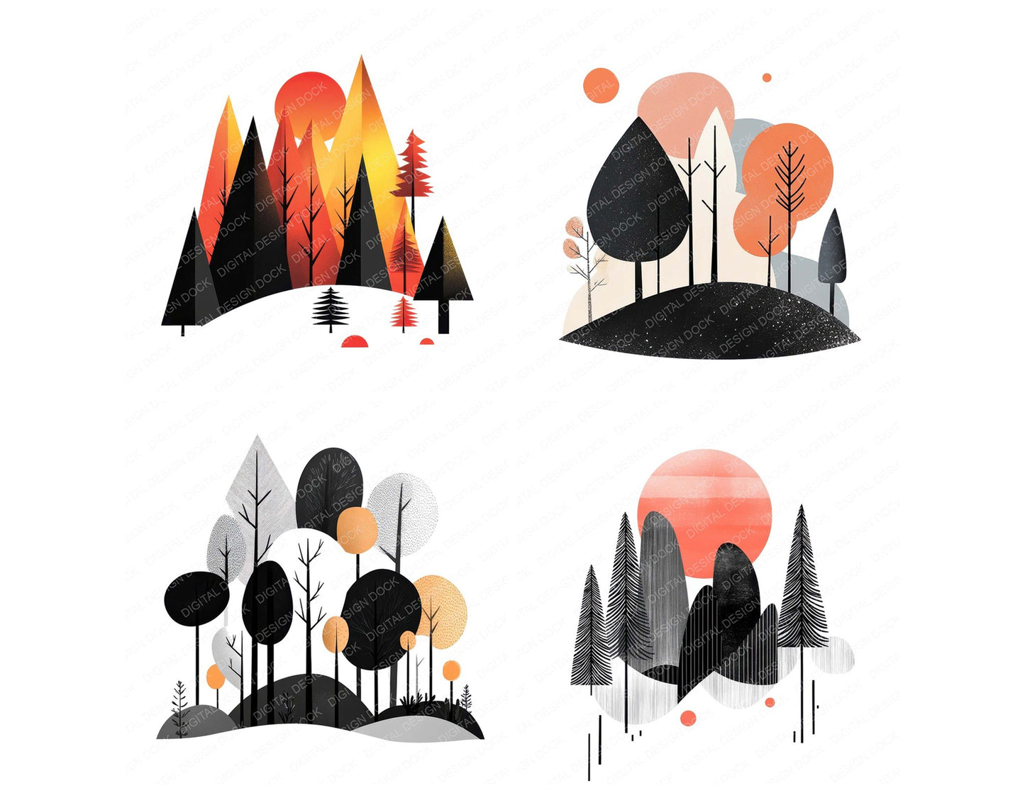 Abstract Forest Scene Clipart Set (DDD004527)