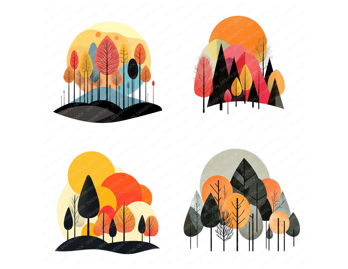 Abstract Forest Scene Clipart Set (DDD004527)