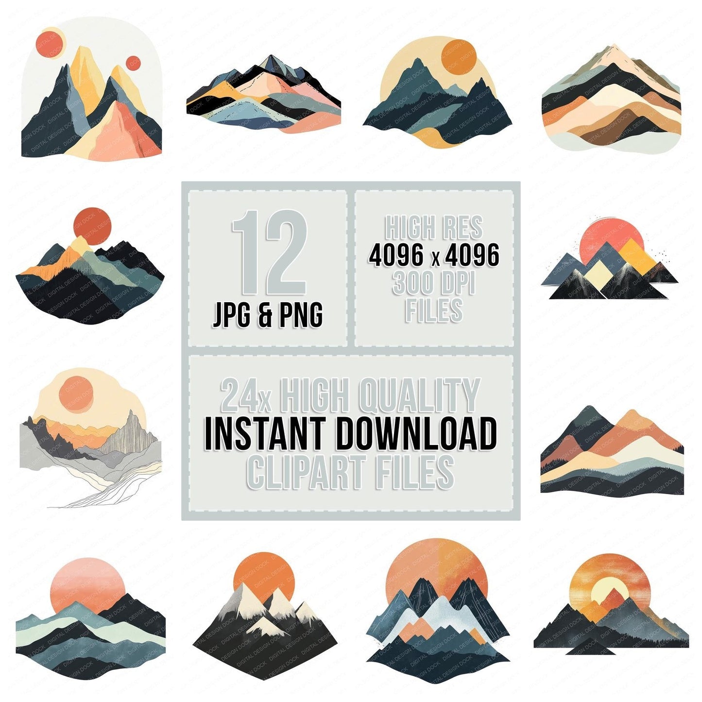 Abstract Mountain Range Clipart Set (DDD004534)