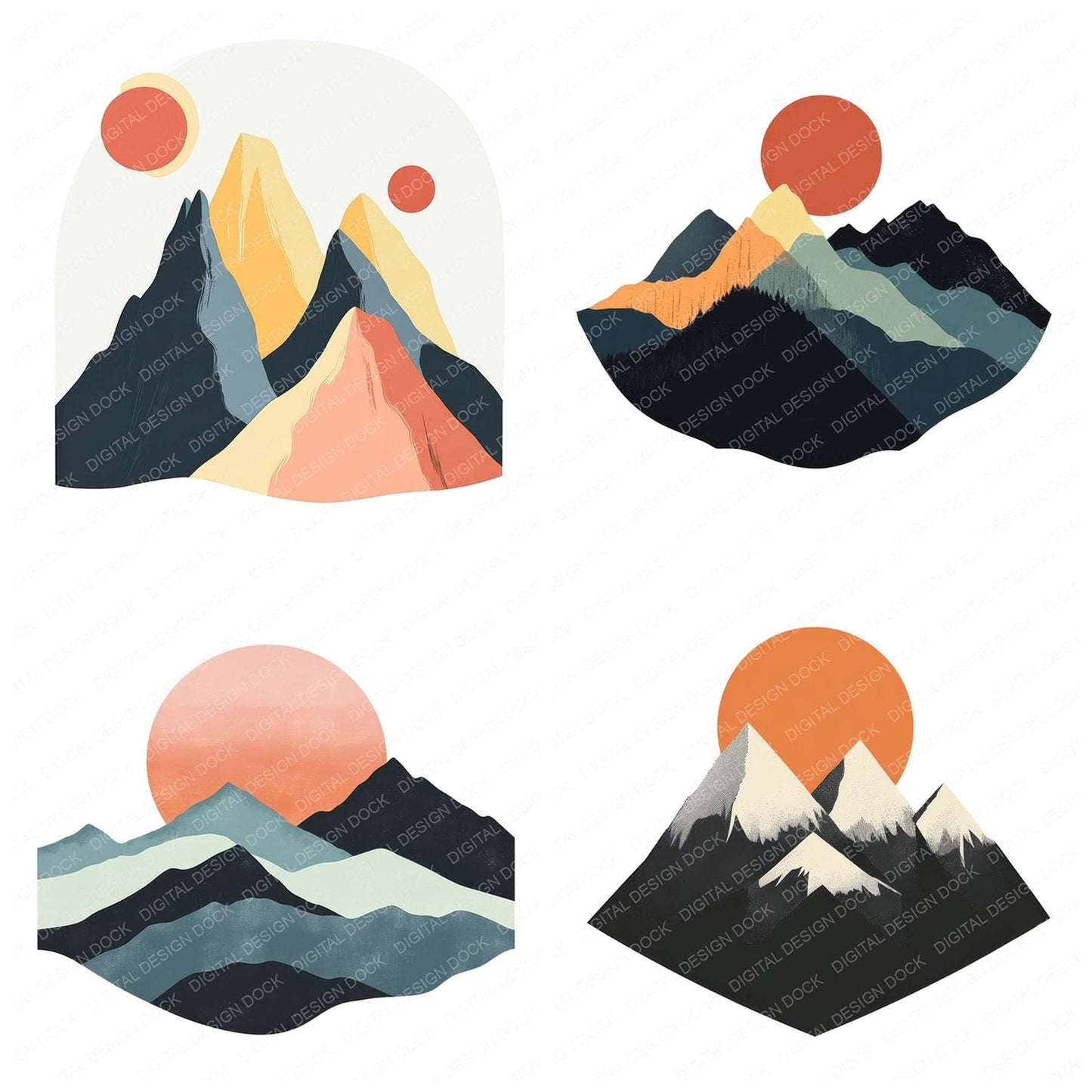 Abstract Mountain Range Clipart Set (DDD004534)