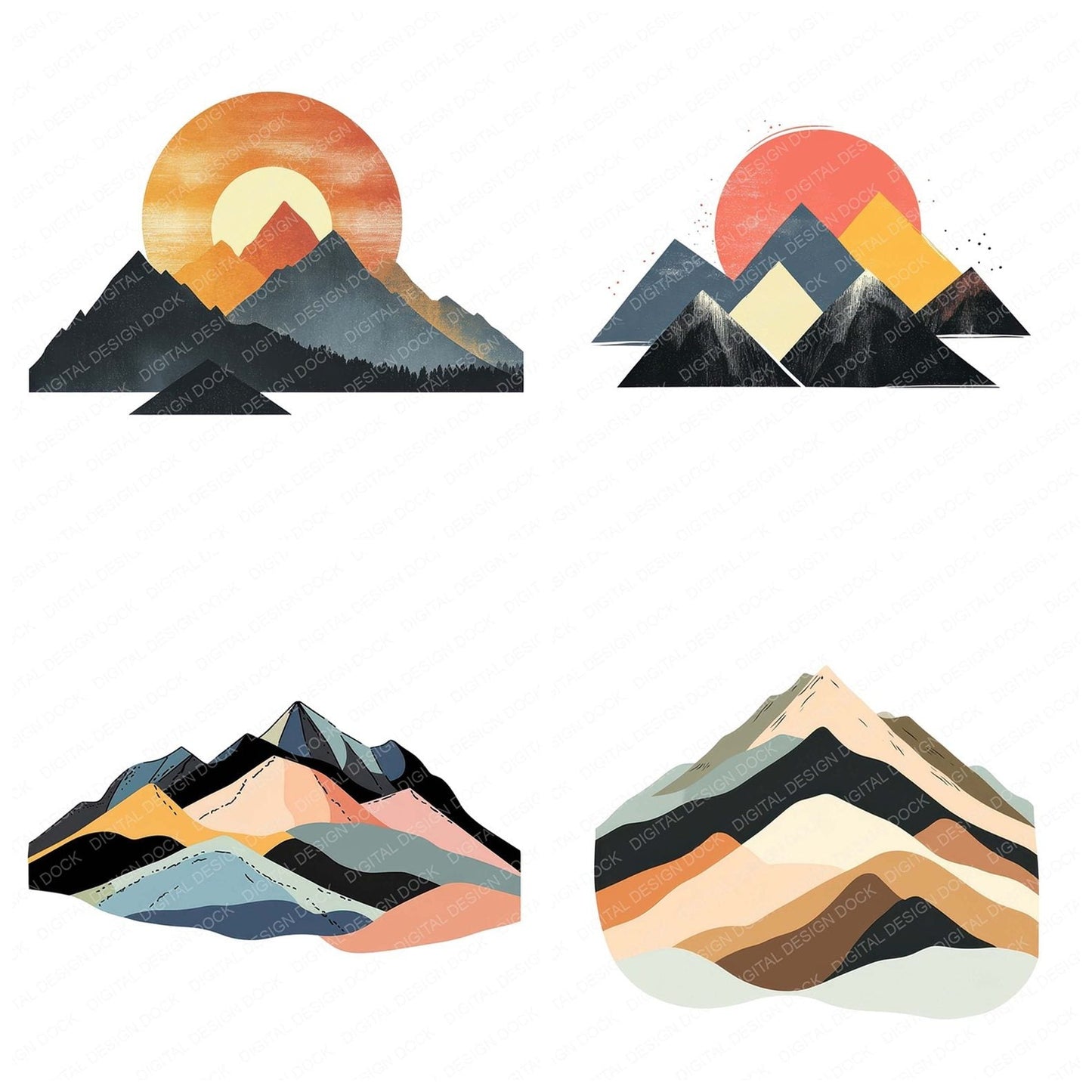 Abstract Mountain Range Clipart Set (DDD004534)