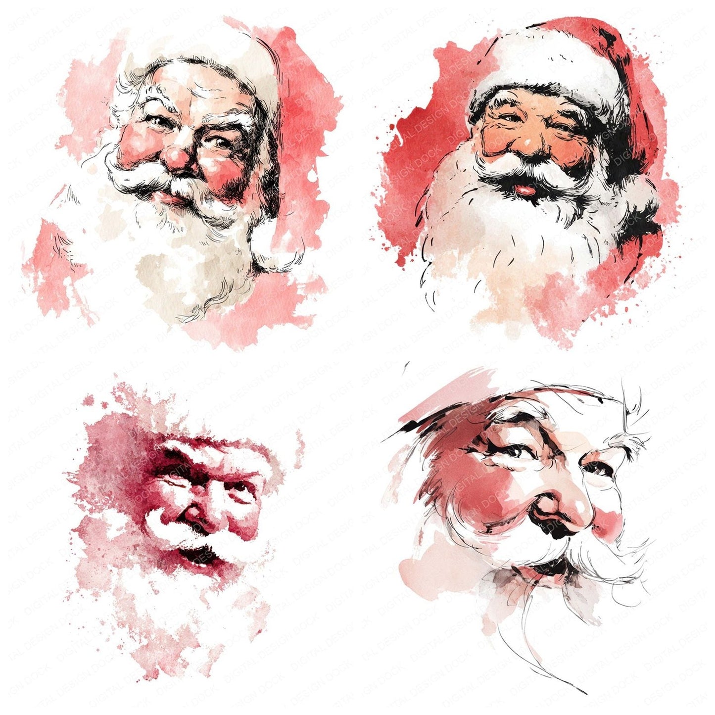 Abstract Santa Face Clipart Set (DDD004542)