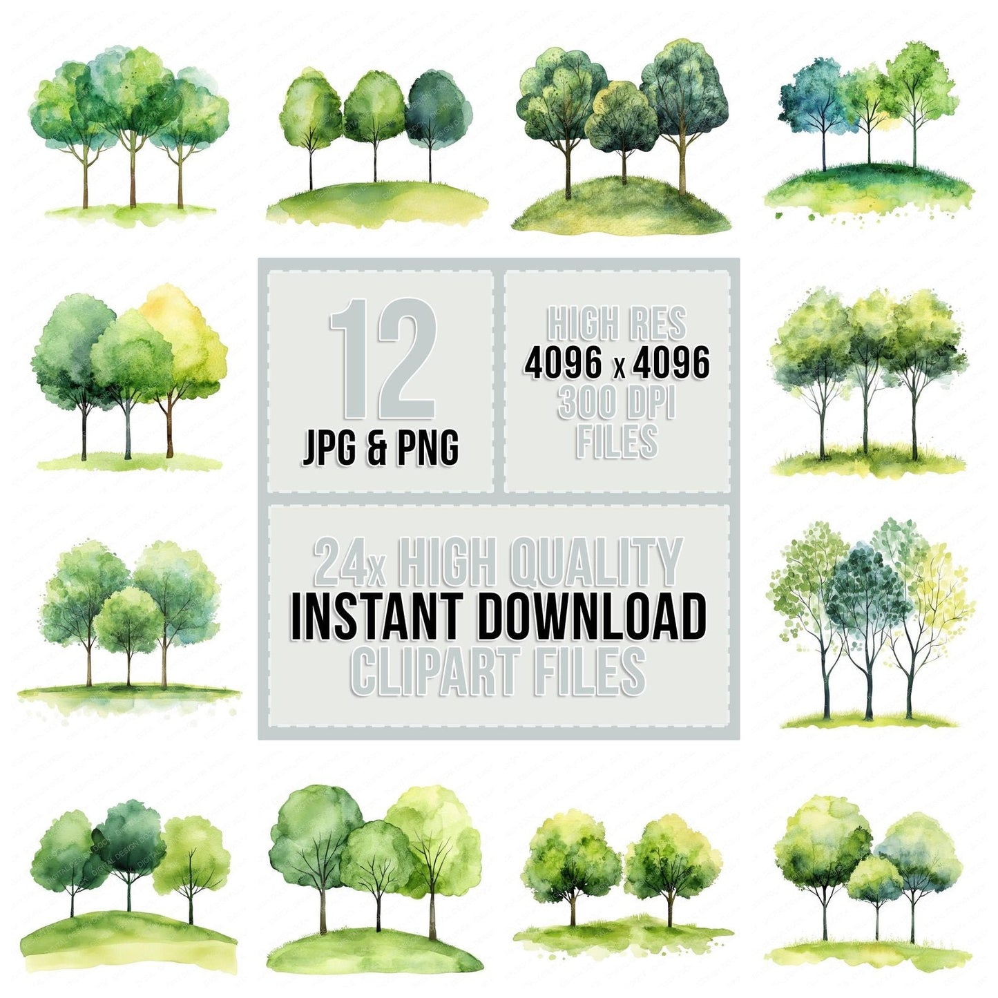 Abstract Tree Landscape Clipart Set (DDD004549)