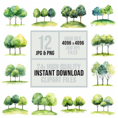 Abstract Tree Landscape Clipart Set (DDD004549)