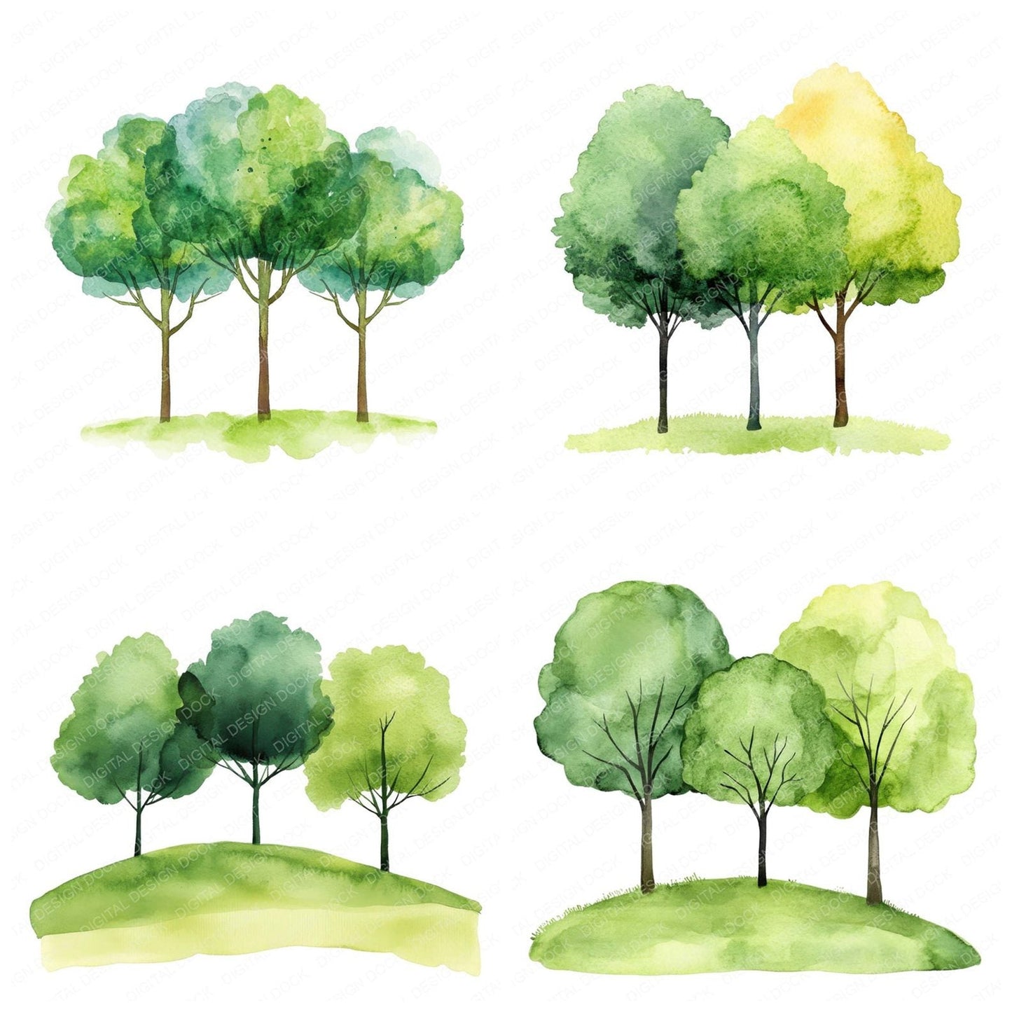 Abstract Tree Landscape Clipart Set (DDD004549)