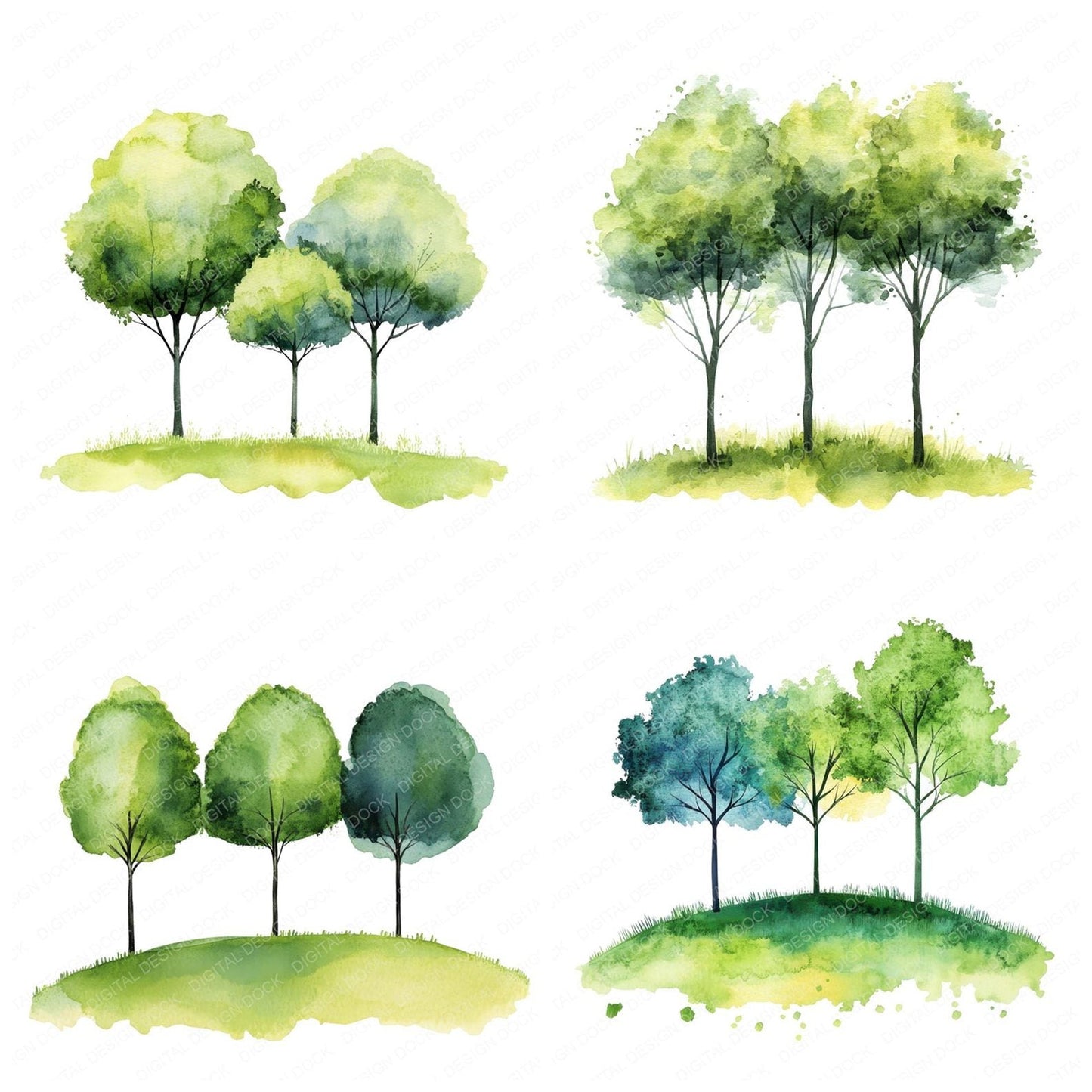 Abstract Tree Landscape Clipart Set (DDD004549)