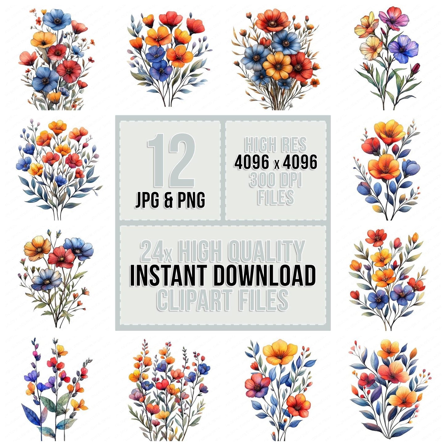 Abstract Wildflowers Clipart Set (DDD004553)