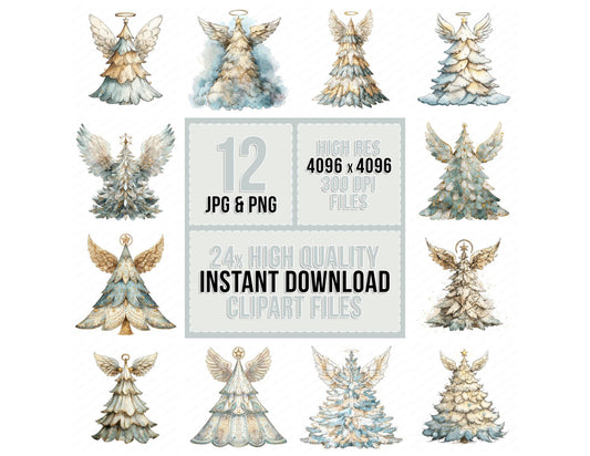 Angel Christmas Tree Clipart Set (DDD004578)