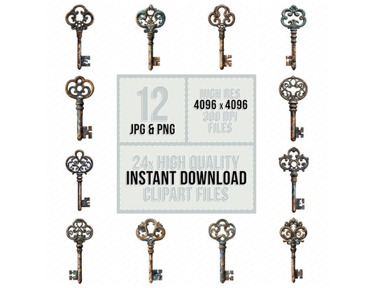 Antique Key Clipart Set (DDD004584)