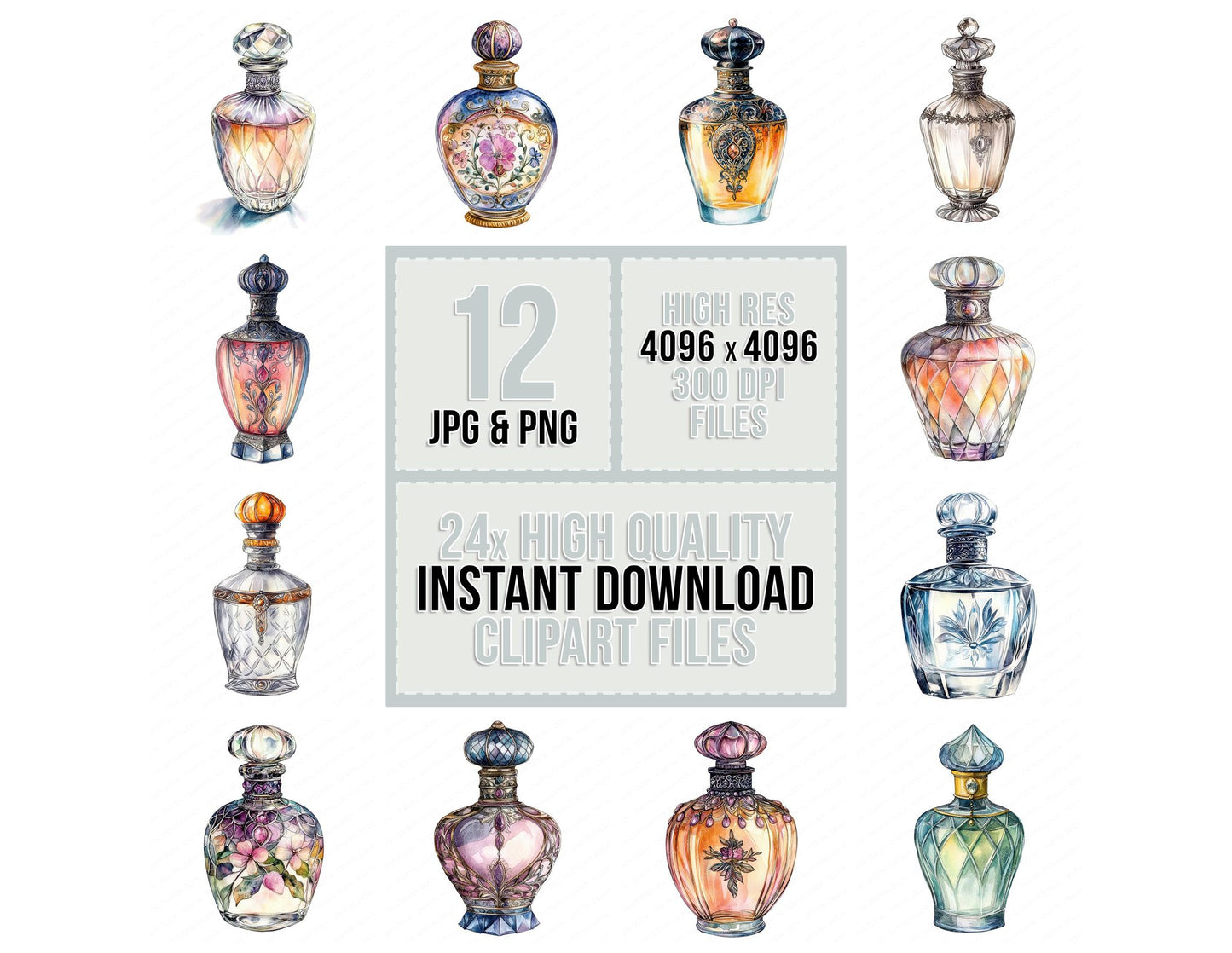 Antique Perfume Bottle Clipart Set (DDD004588)