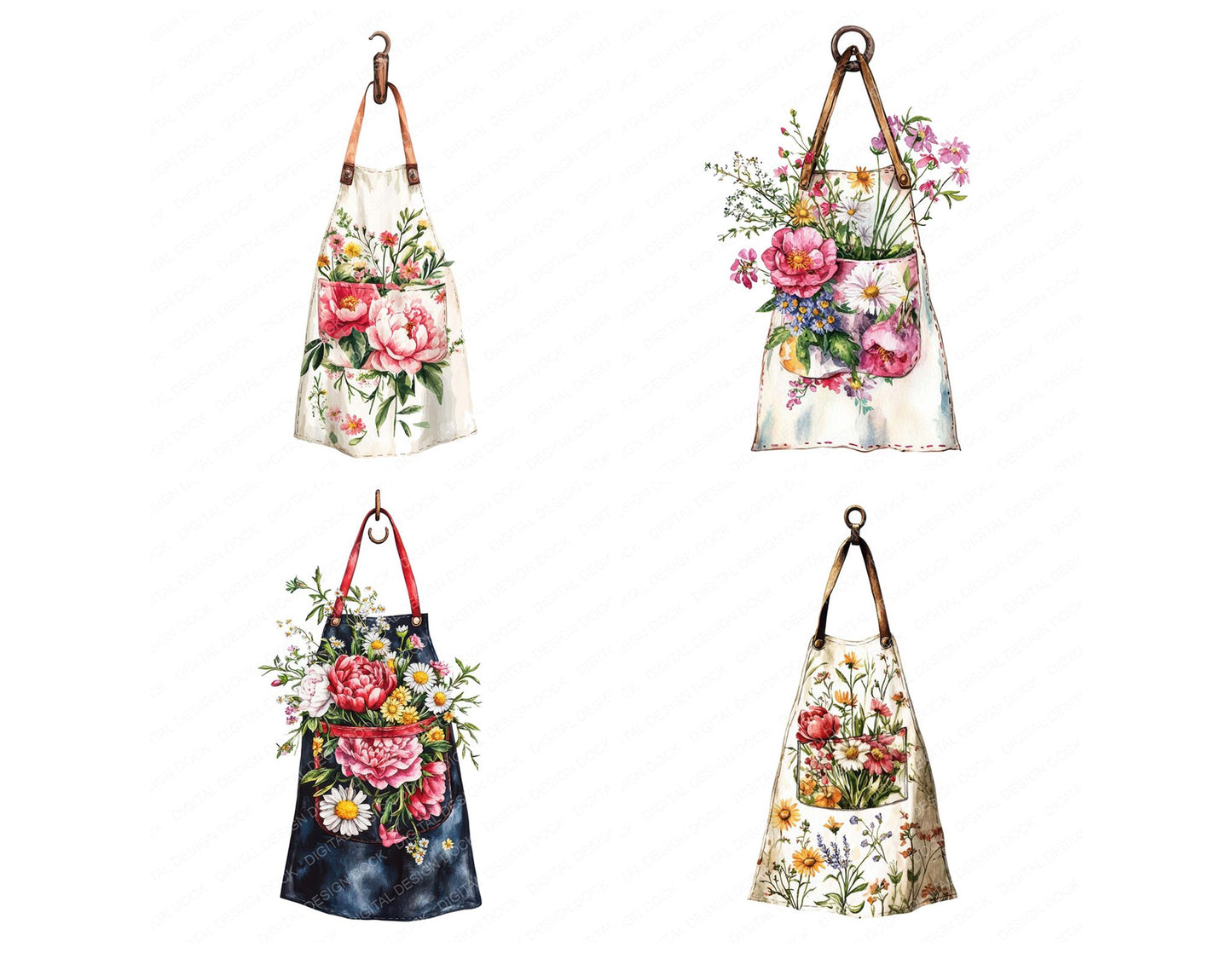 Apron with Pocket Flowers Clipart Set (DDD004617)