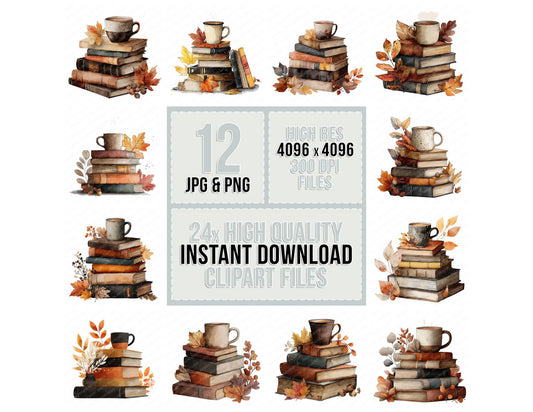 Autumn Books Tea Clipart Set (DDD004628)