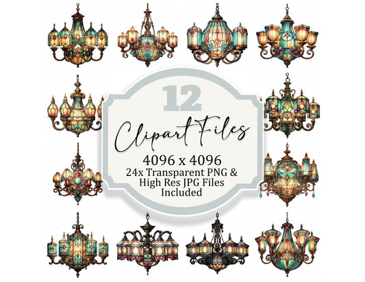Baroque Hanging Tiffany Lamp Clipart Set (DDD004650)