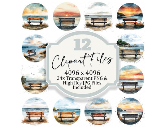 Beach Bench Round Design Clipart Set (DDD004659)