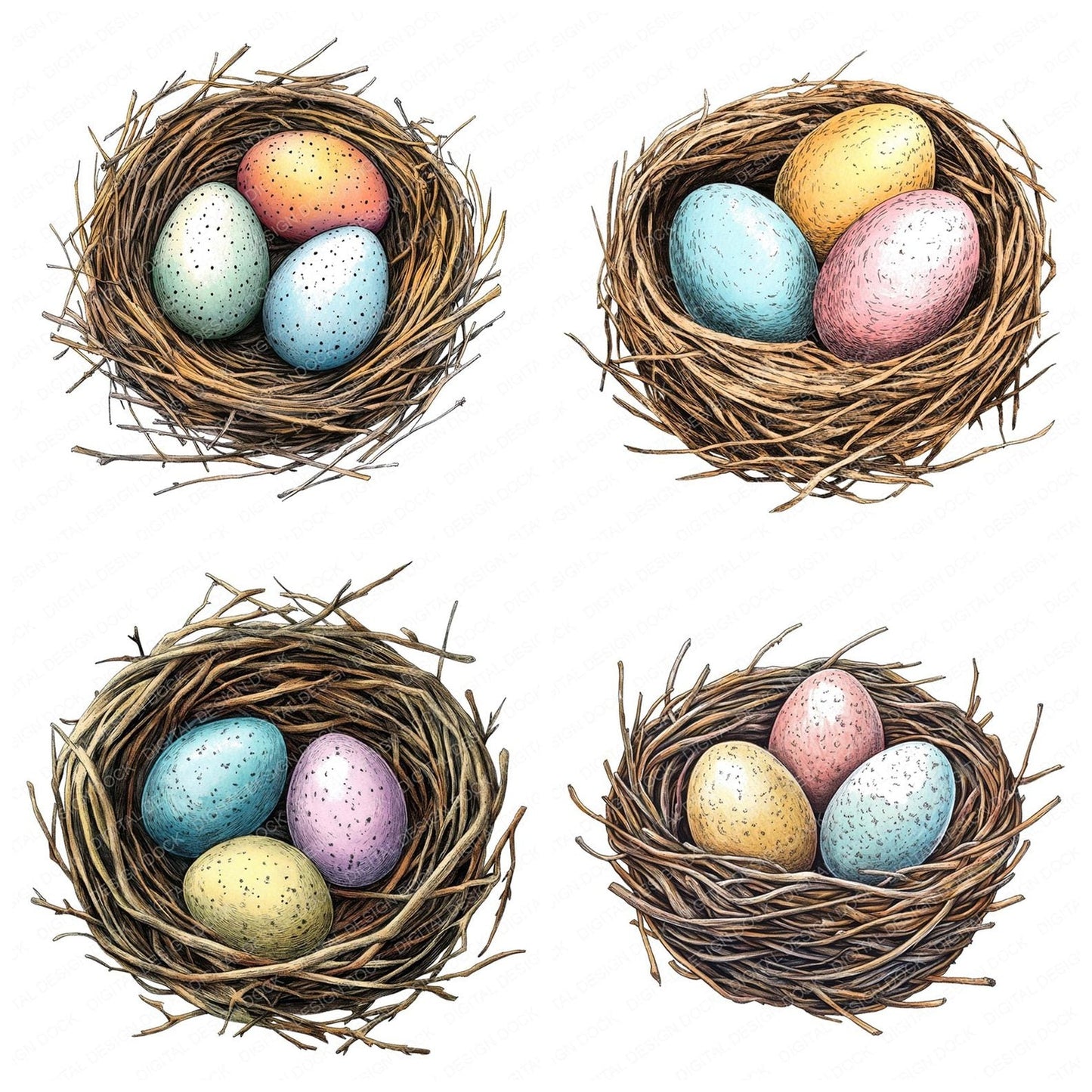 Bird Nest Clipart Set (DDD004676)