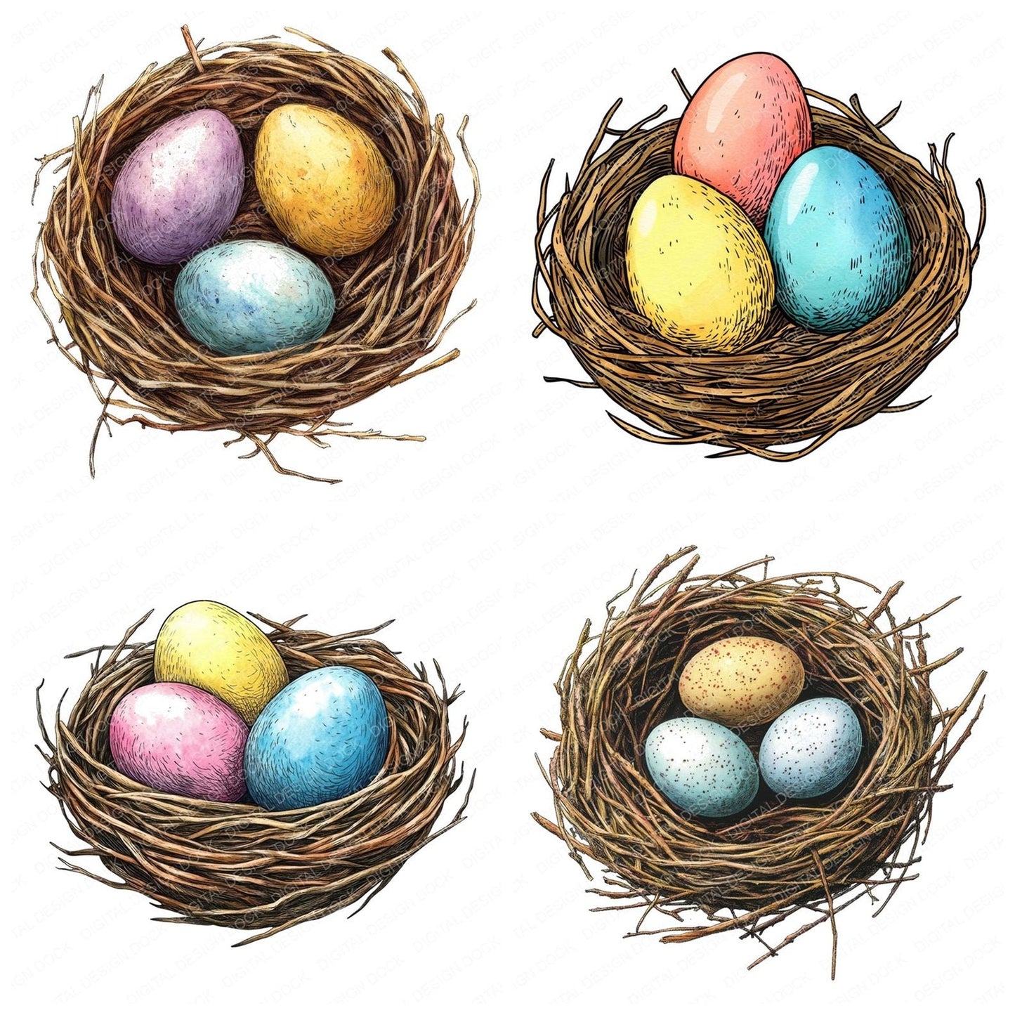 Bird Nest Clipart Set (DDD004676)