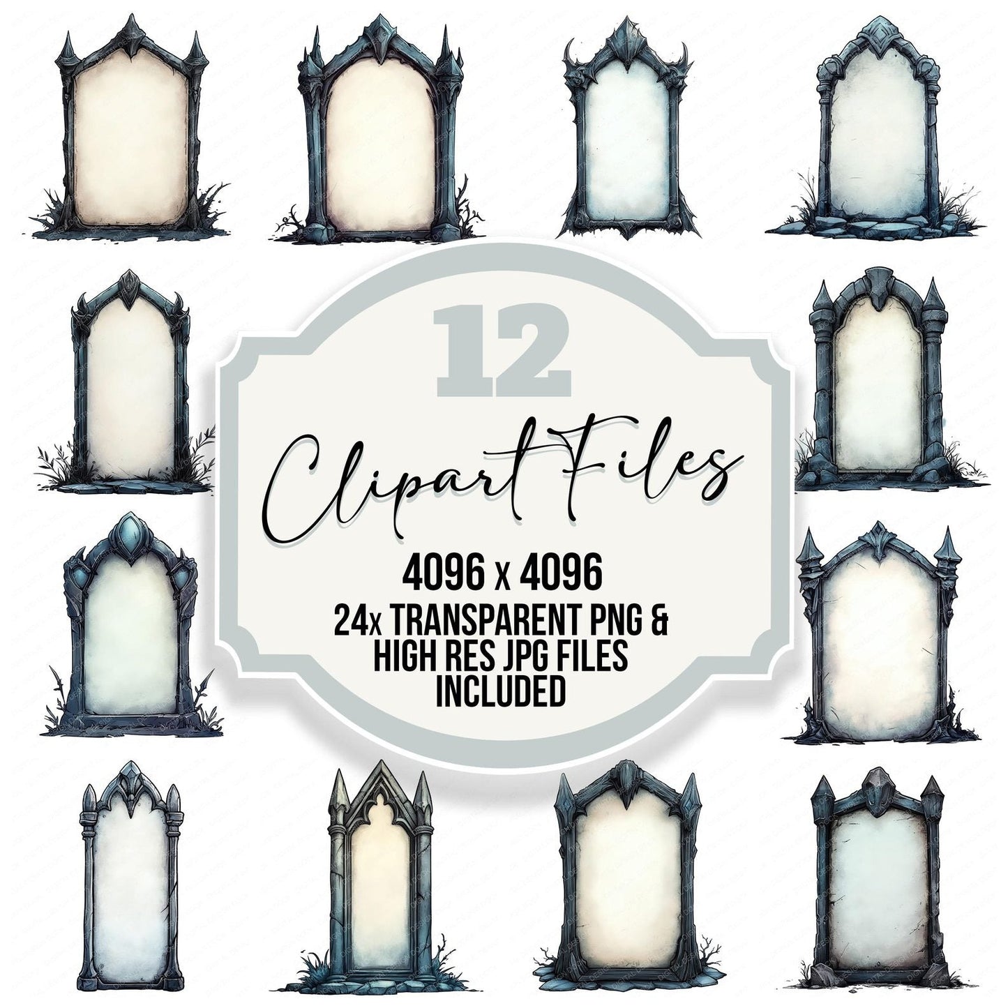 Blank Gothic Headstone Clipart Set (DDD004703)