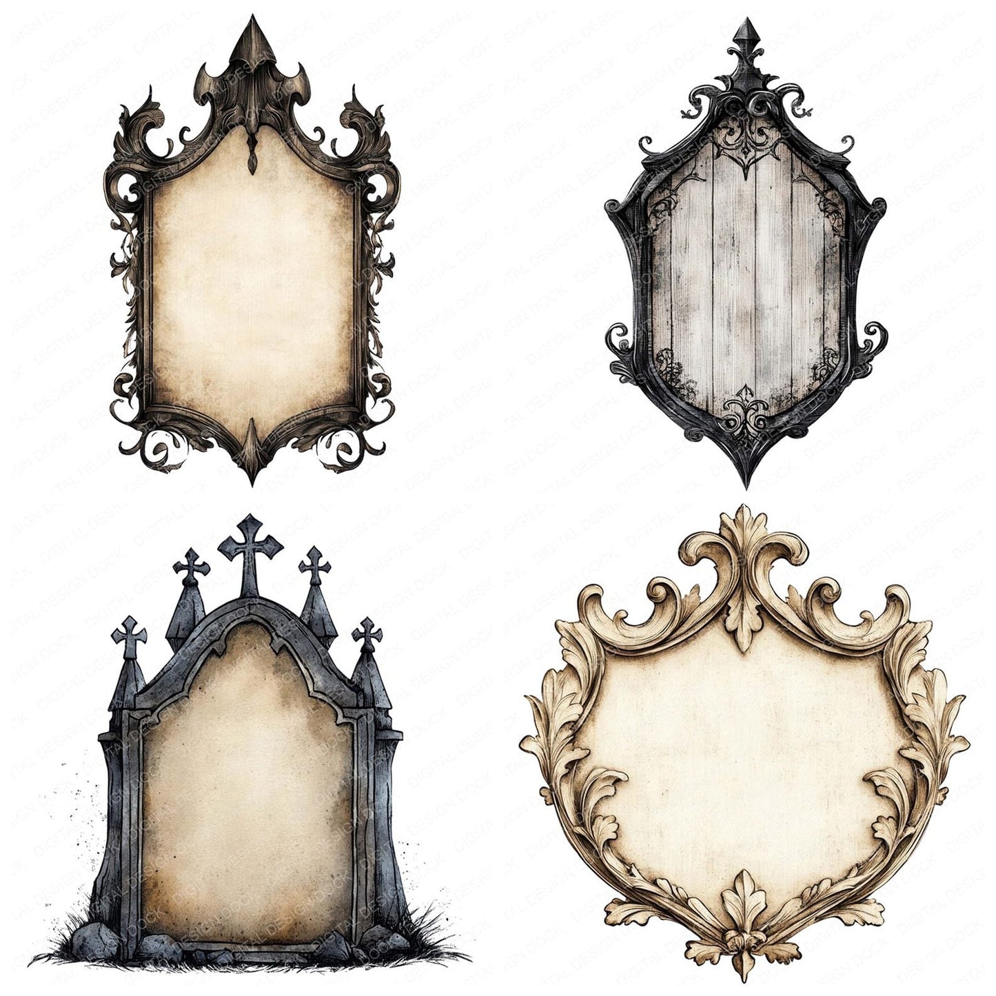 Blank Gothic Sign Clipart Set (DDD004704)