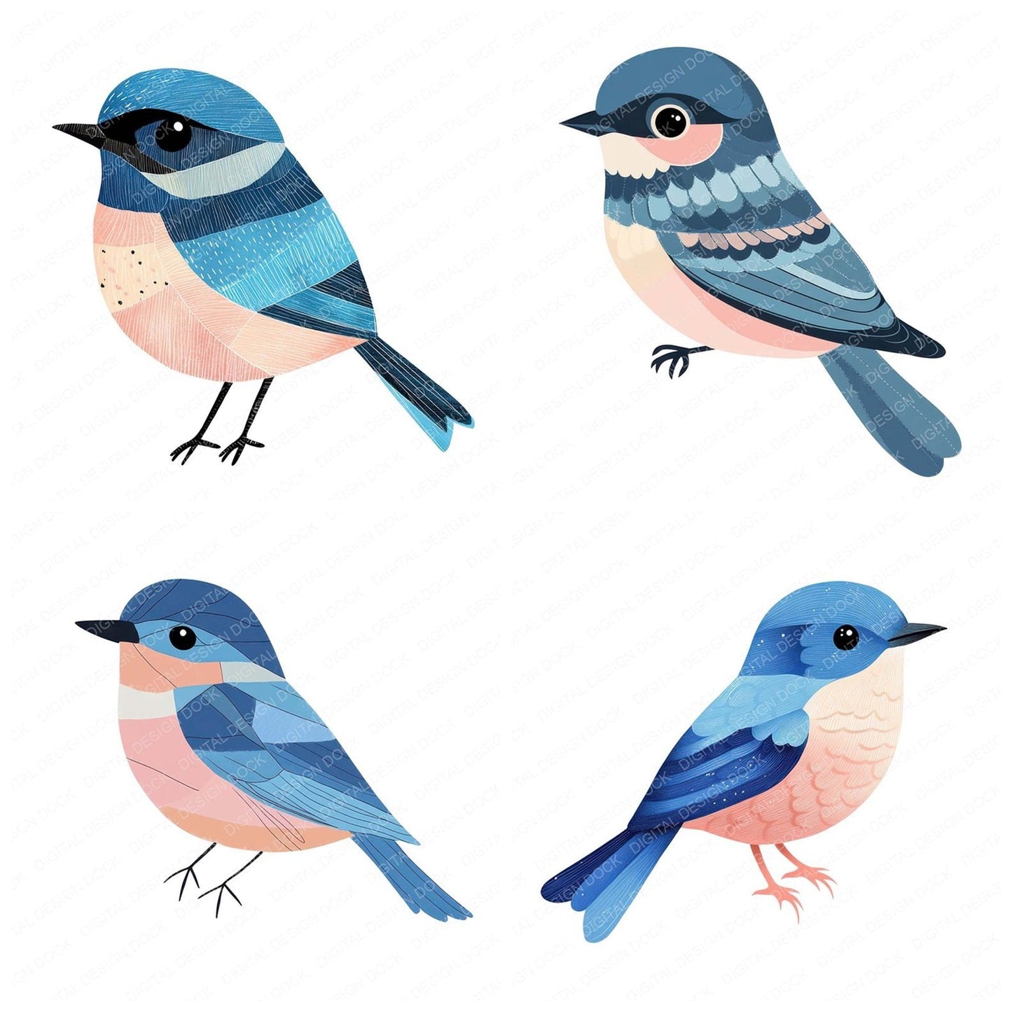 Bluebird Fabric Shapes Clipart Set (DDD004713)