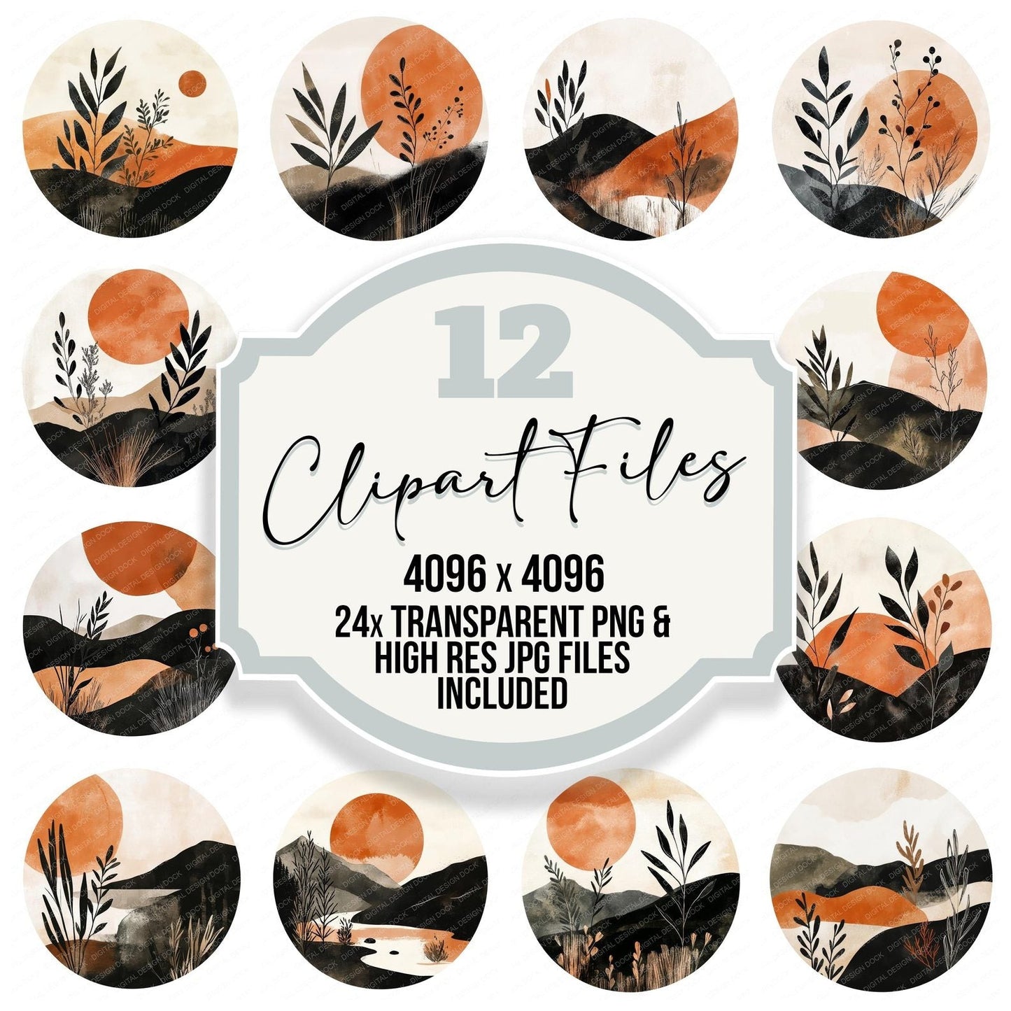 Boho Botanical Design Clipart Set (DDD004717)