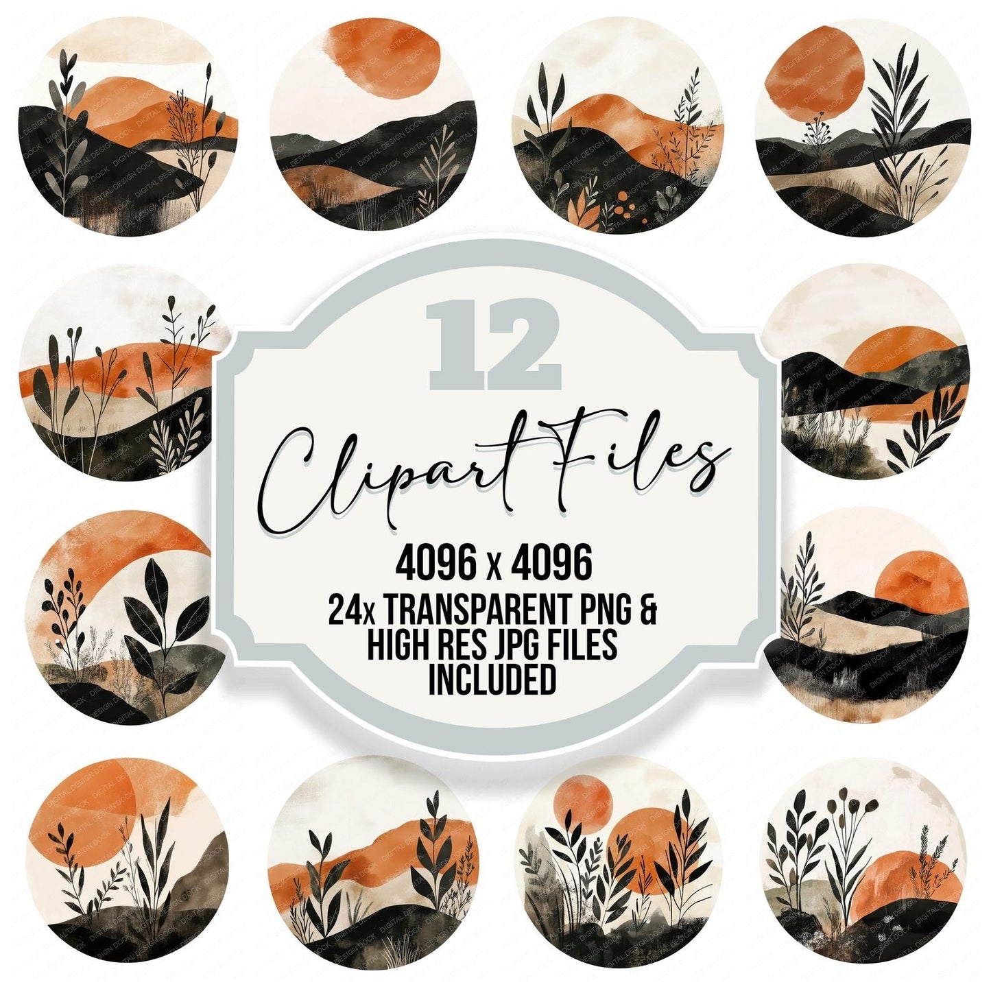 Boho Landscape Design Clipart Set (DDD004732)