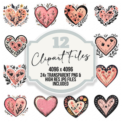 Boho Love Heart Design Clipart Set (DDD004734)