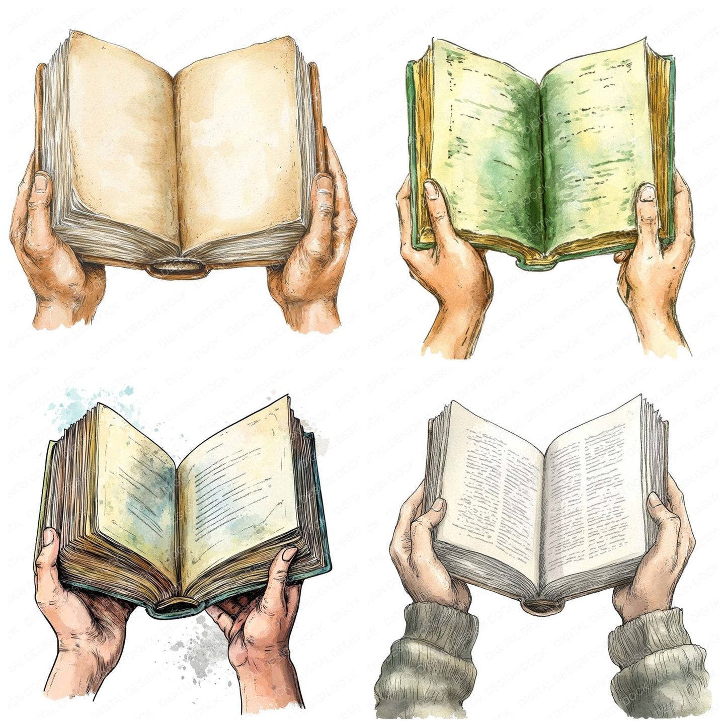 Book Reading Clipart Set (DDD004752)