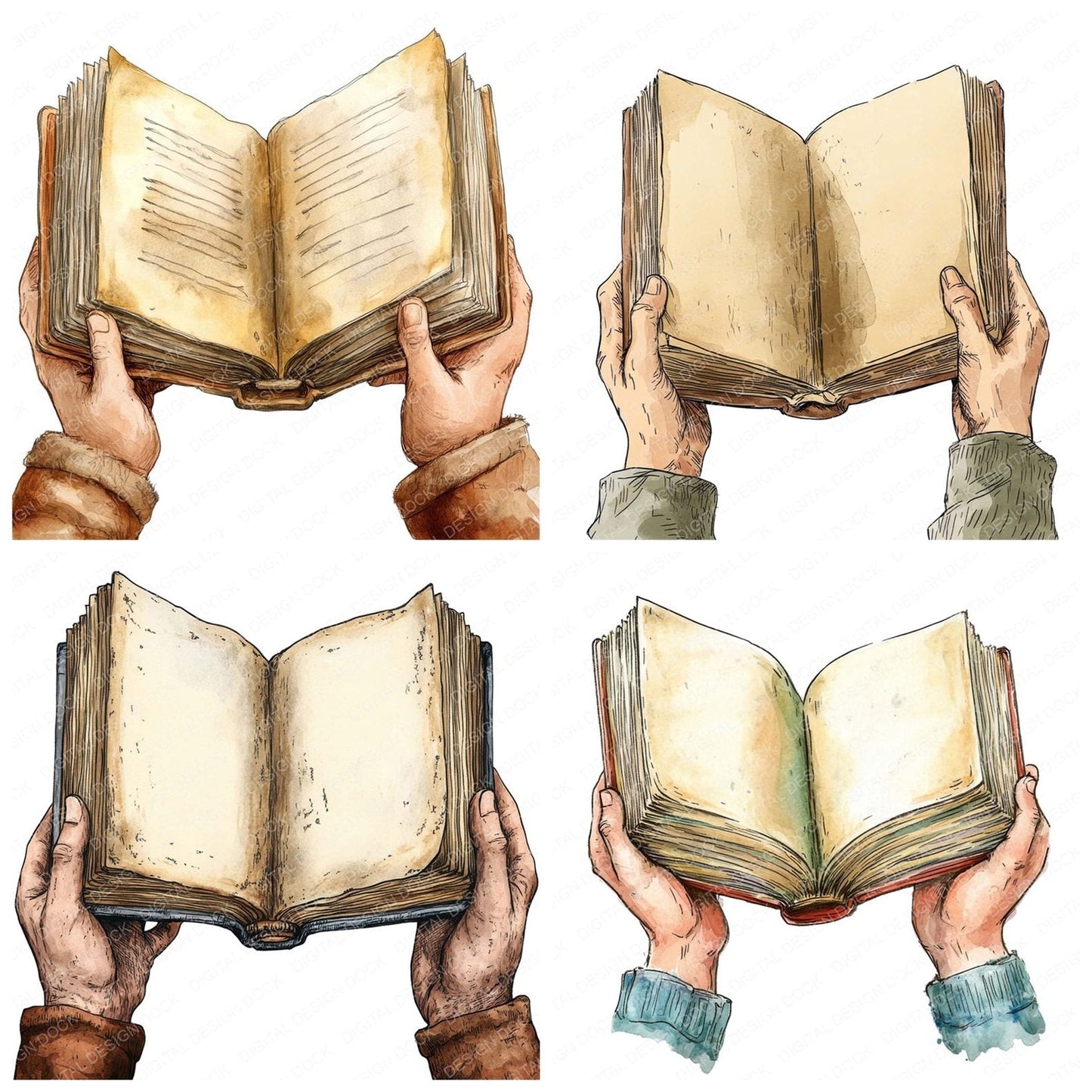 Book Reading Clipart Set (DDD004752)