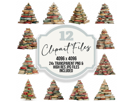 Book Stack Christmas Tree Clipart Set (DDD004753)