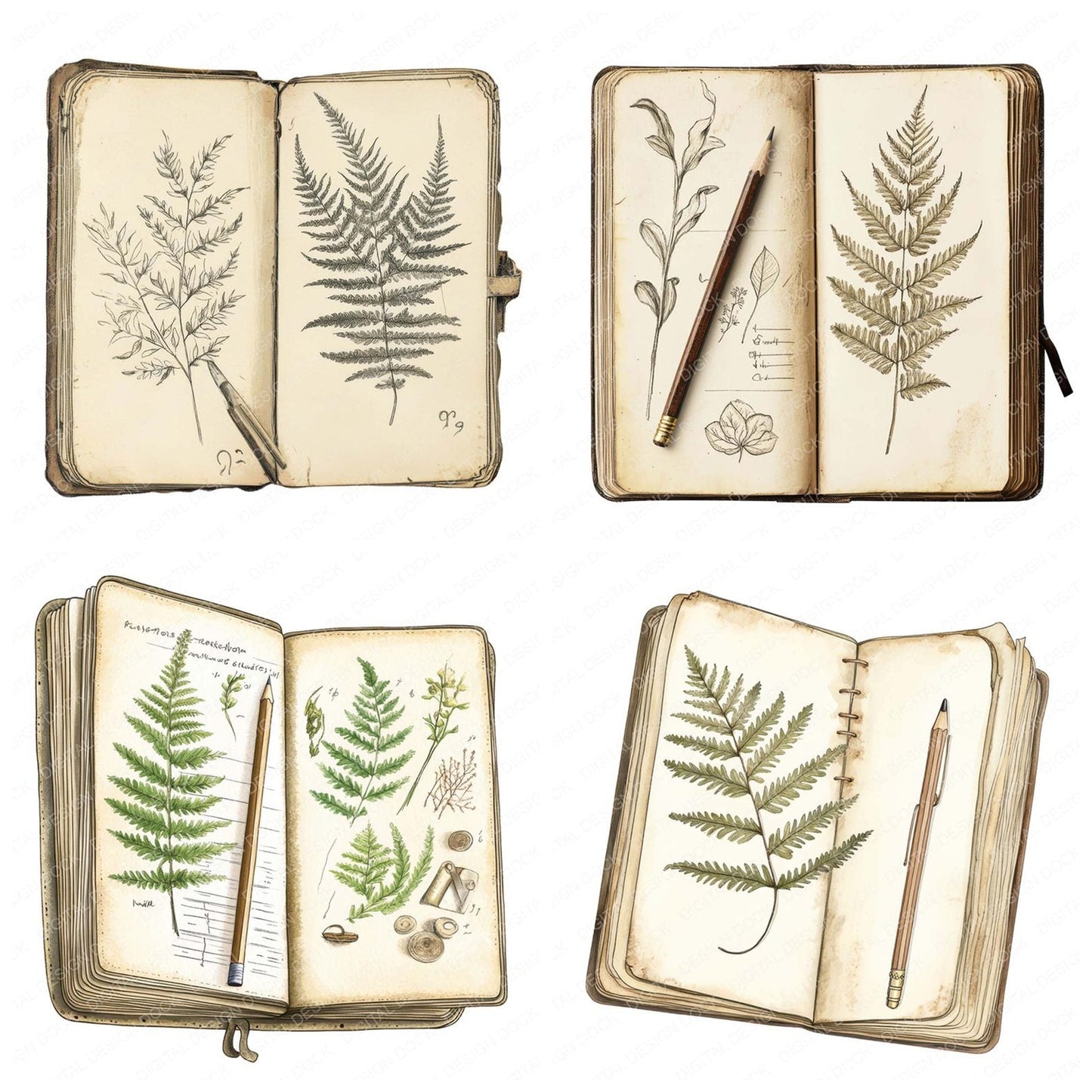 Botanical Field Notebook Clipart Set (DDD004761)