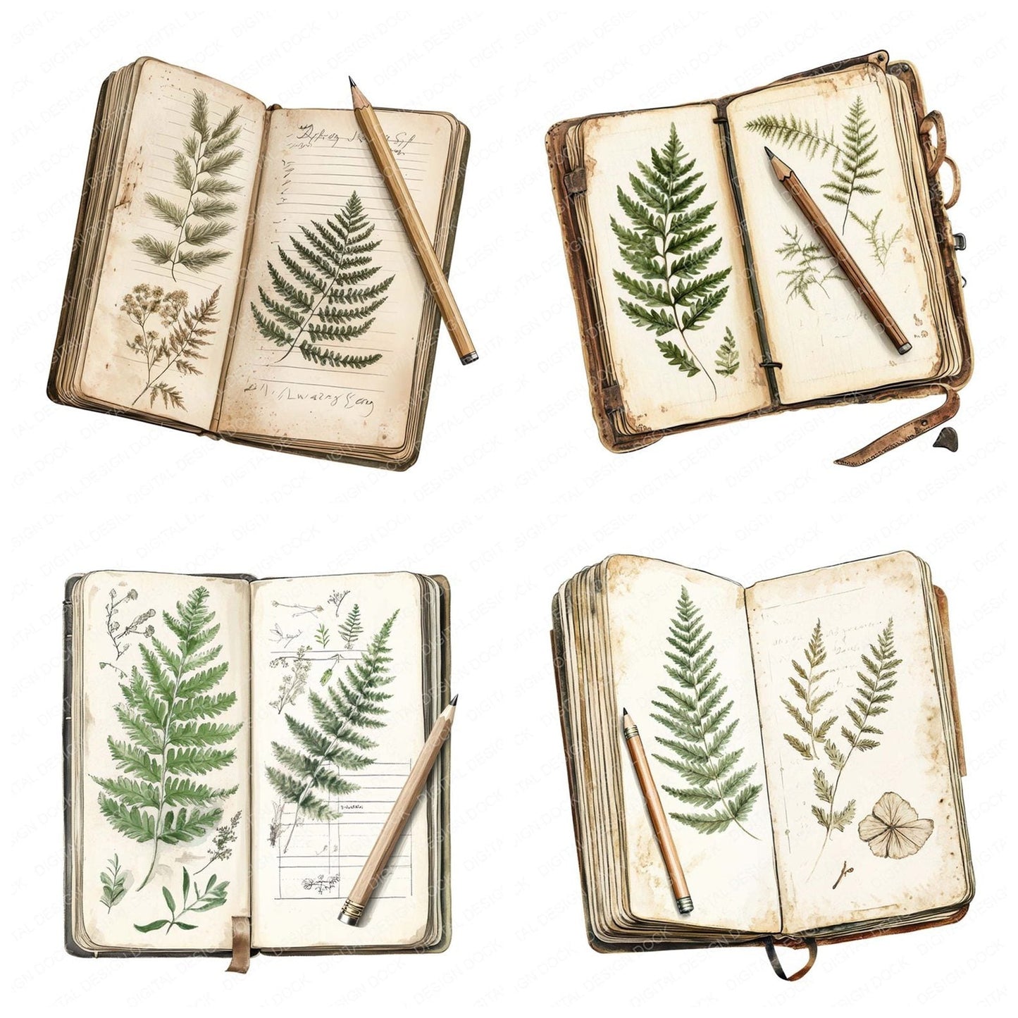 Botanical Field Notebook Clipart Set (DDD004761)