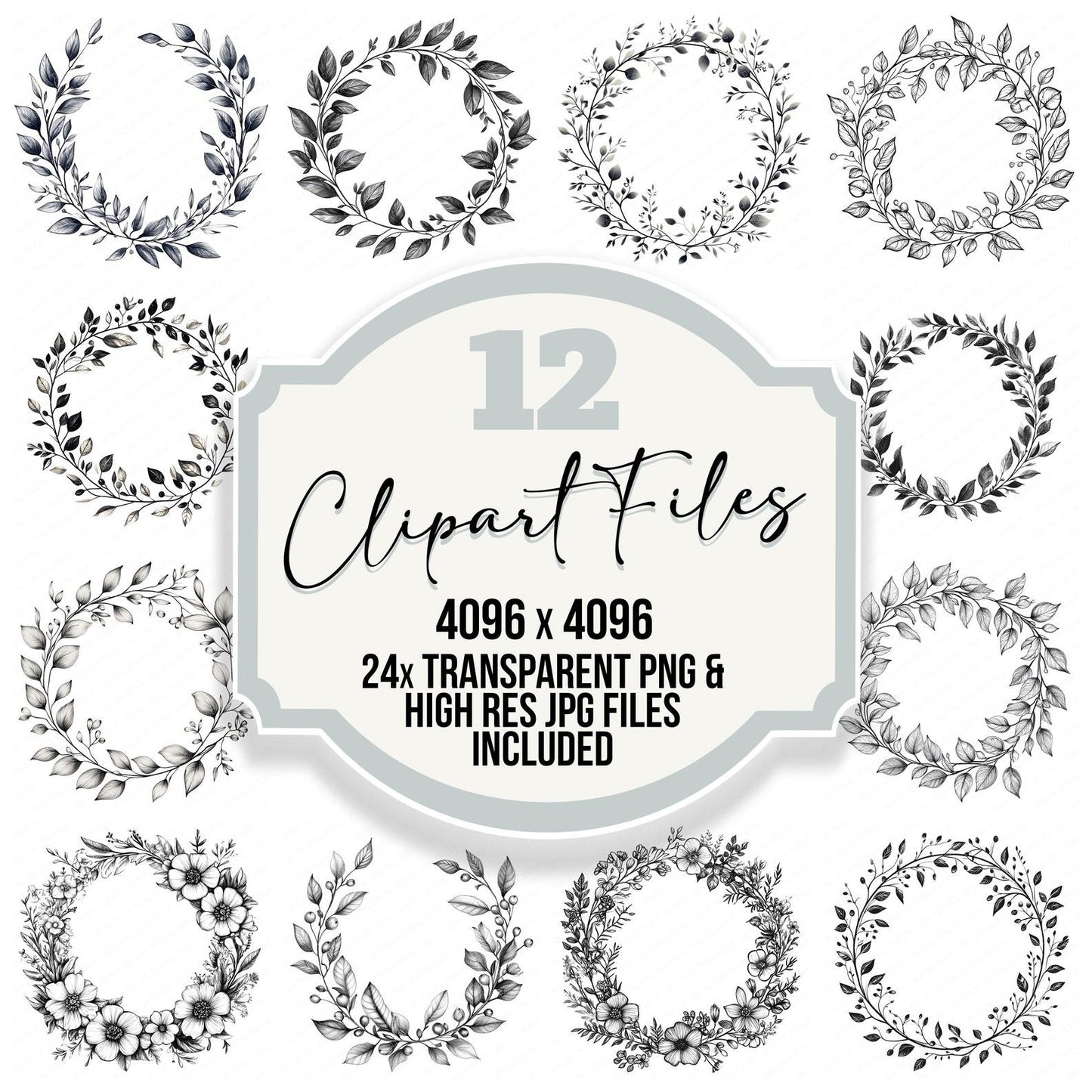 Botanical Wreath Clipart Set (DDD004762)